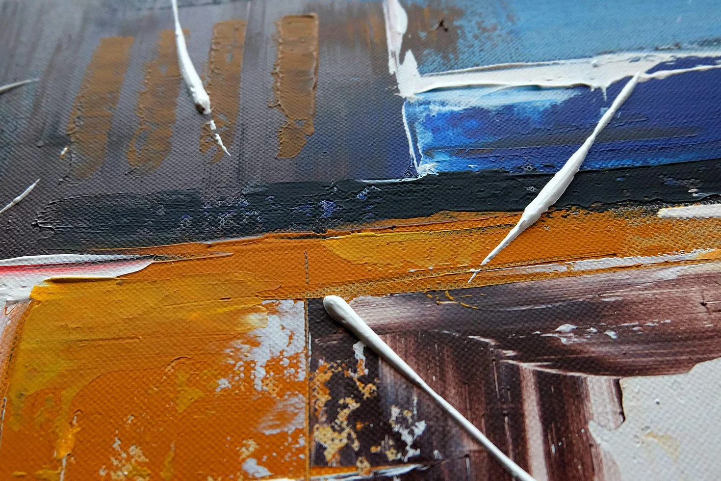 Tableau Peint à la Main 140x70 cm Toile sur Cadre en Bois Moderne
