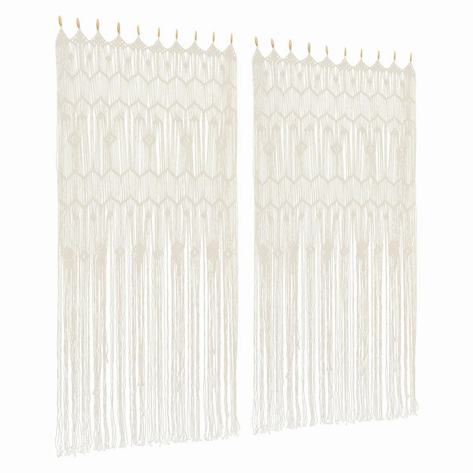 Rideau de fenêtre, 100 x 200 cm, en macramé, style bohème, séparateur de pièce, tissé à la main, 2 panneaux, pour salon, chambre à coucher, décoration de mariage