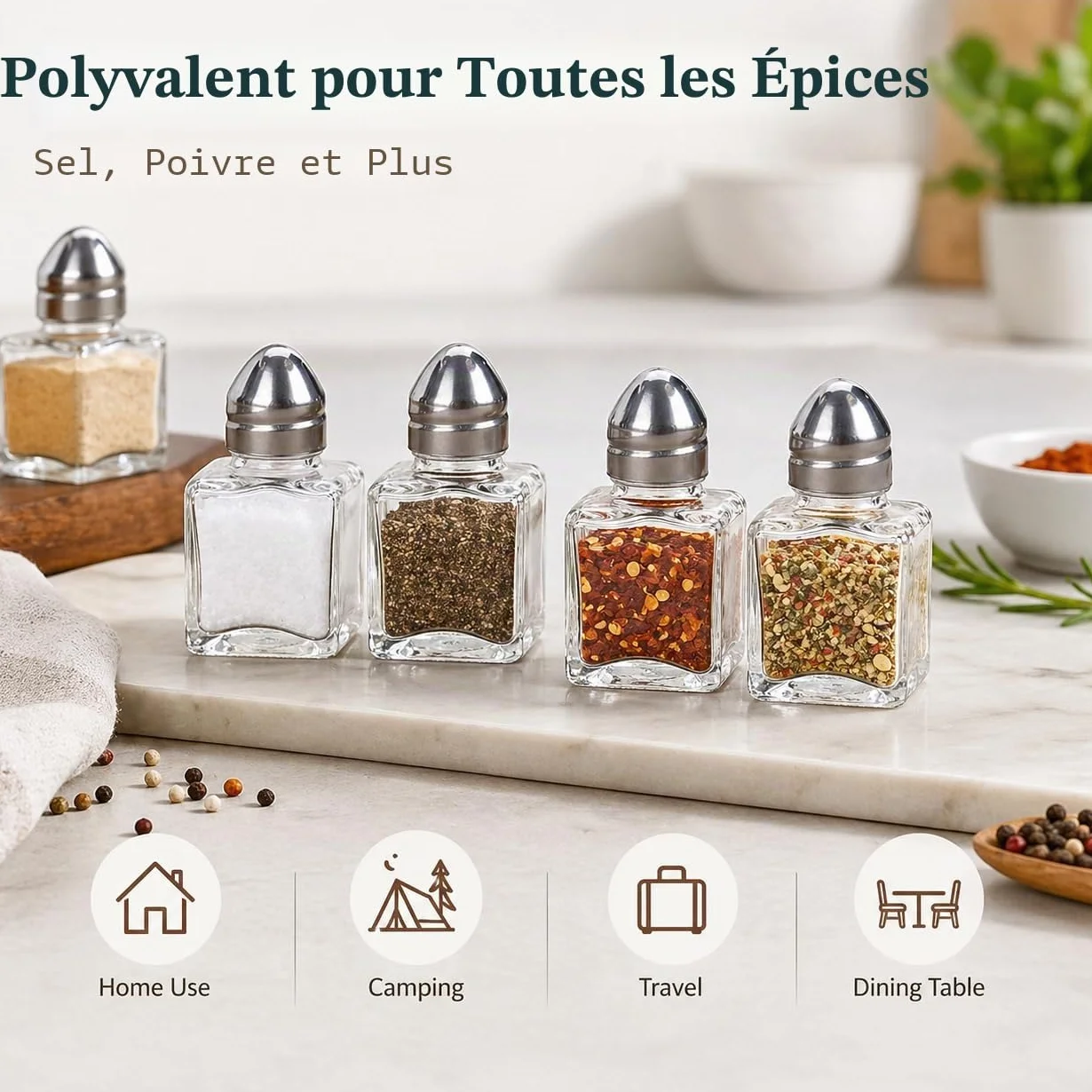 Lot de 30 mini salières et poivrières | Moulins à poivre et sel portables compacts pour voyage maison