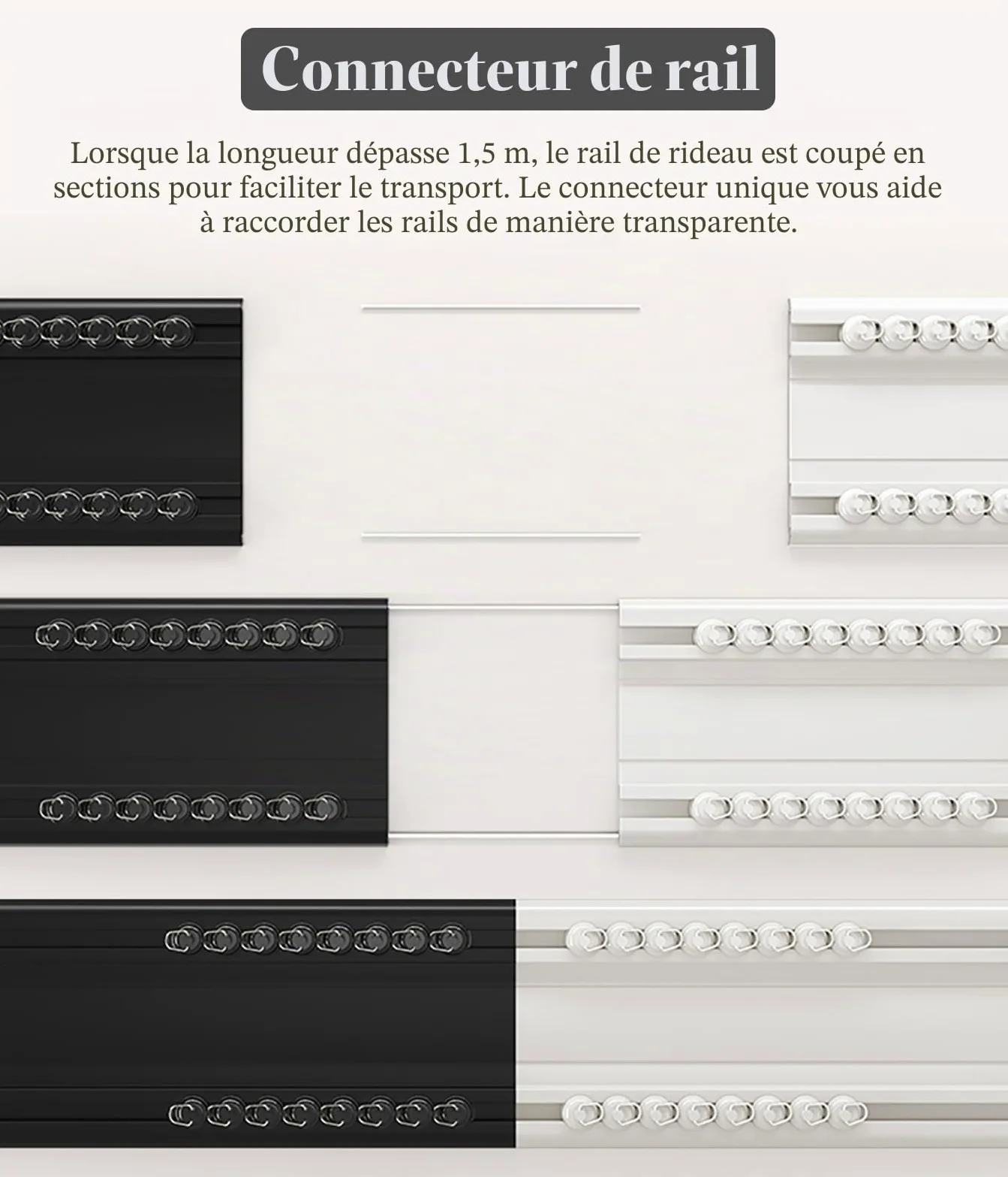 Tringle Rideau Système de Rail de Rideau Extra Fin, Doubles Rails en Alliage D'aluminium, Rails de Plafond Coulissants pour La Maison/VR/zone D'intimité, Tringle à Rideau Élégante et Sans Couture ( Co