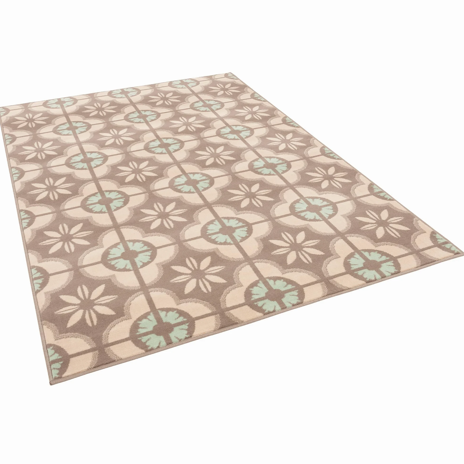 Pergamon Samba - Tapis de Designer Moderne - Optique des tuiles - Beige - 5 Tailles