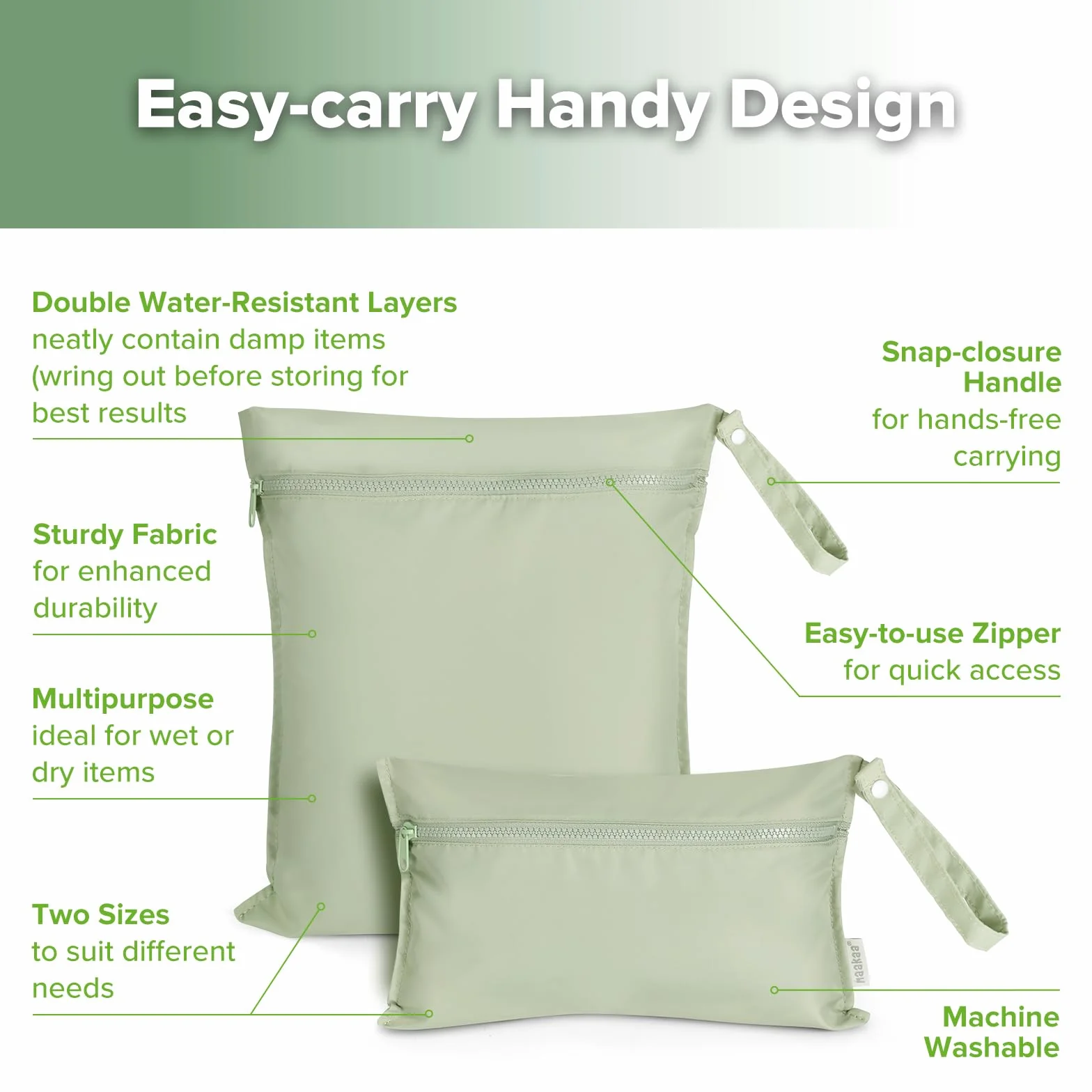 Haakaa Lot de 2 Sacs Imperméables pour Bébé, Sacs Humides/Secs pour Sac à Couches, Voyage
