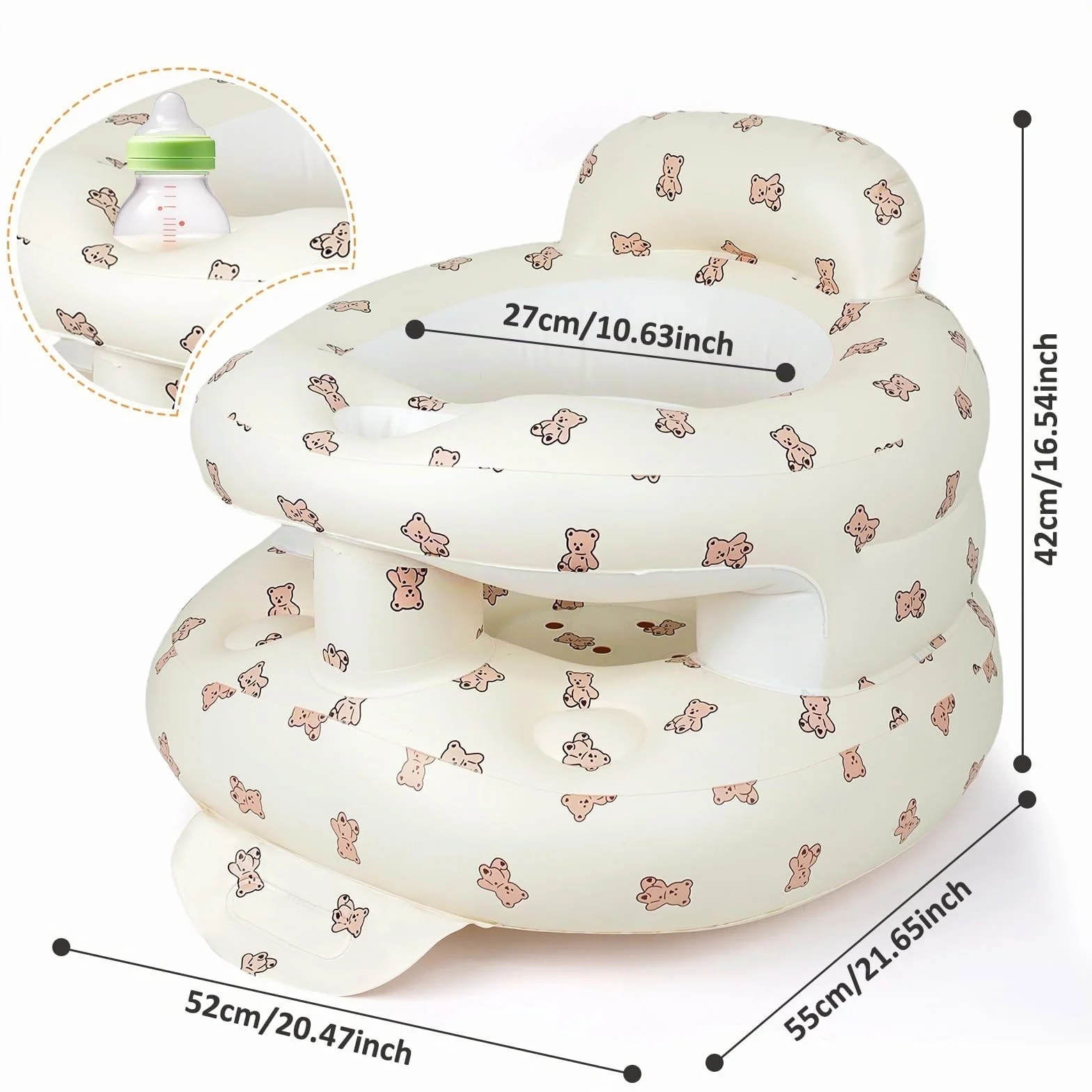 Siège Gonflable Bébé Ultra-Léger Portable avec Soutien Lombaire Cervical pour Voyage Camping 3 Mois+