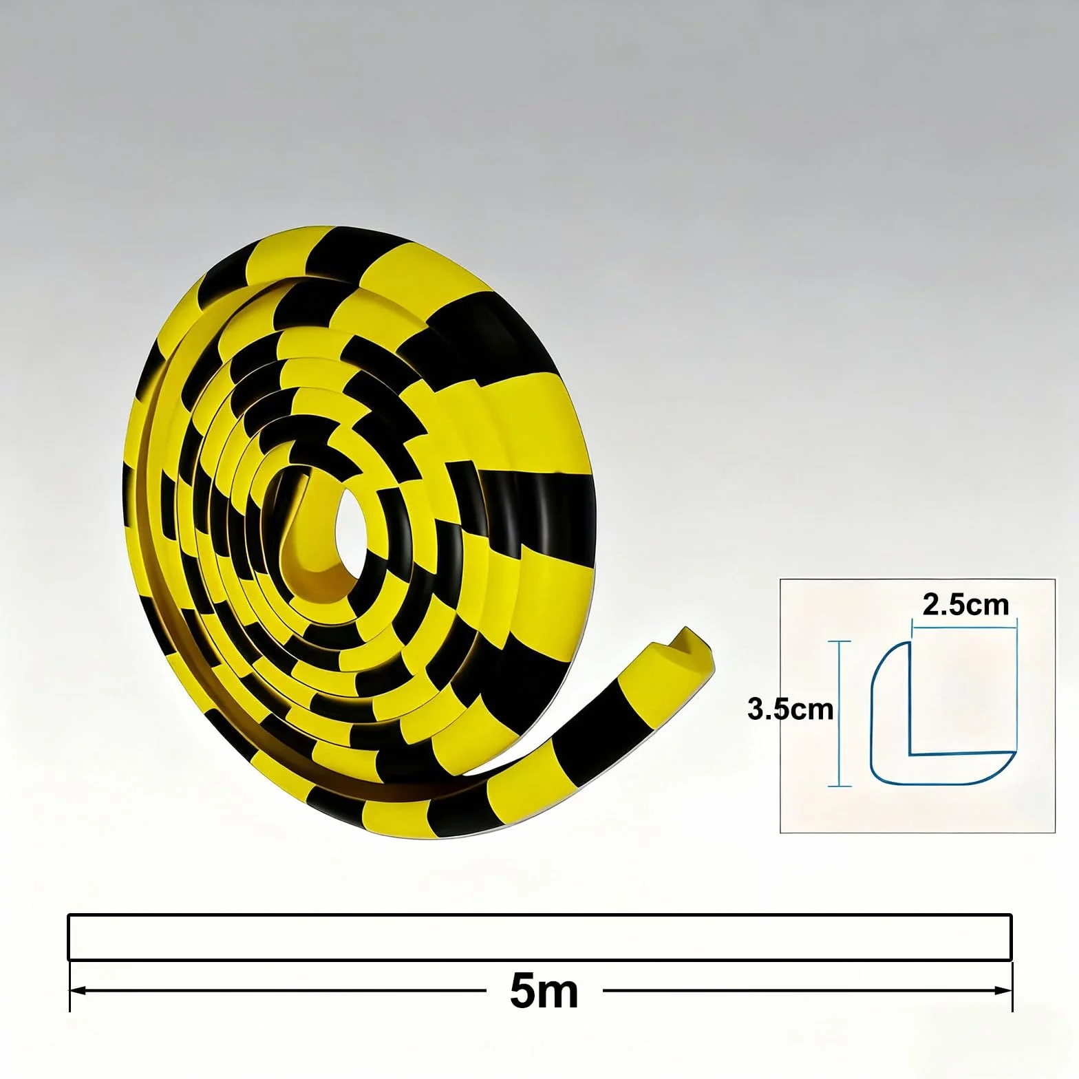 Mousse Protection en Caoutchouc, Coins de Protection Angles Jaune et Noire en Forme de L, 5M Autocollante Antichoc