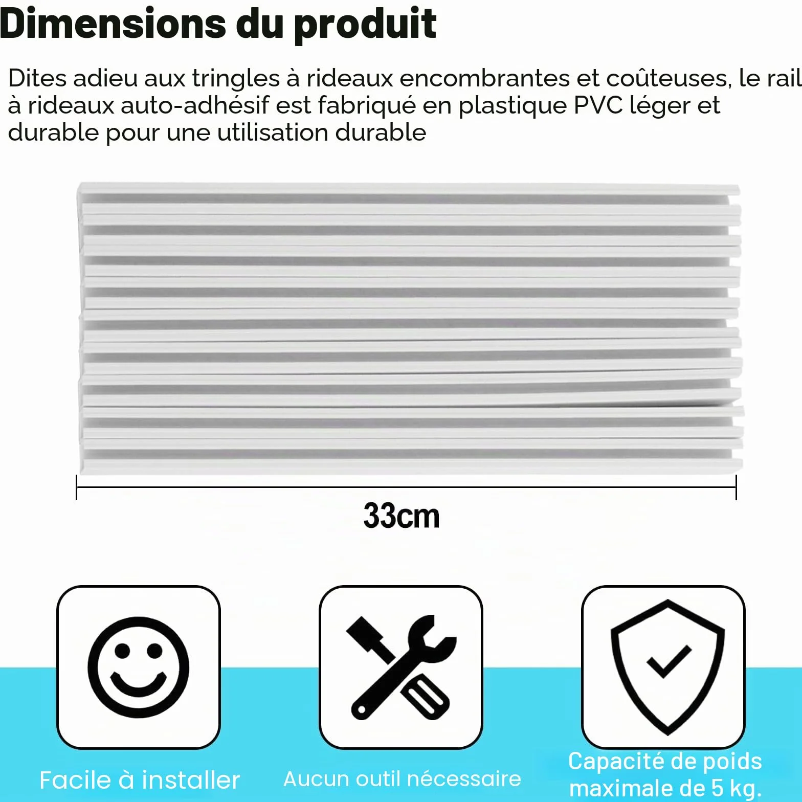Tringle à Rideau Adhésive 3 Mètres Rails Sans Perçage pour Plafond et Mur