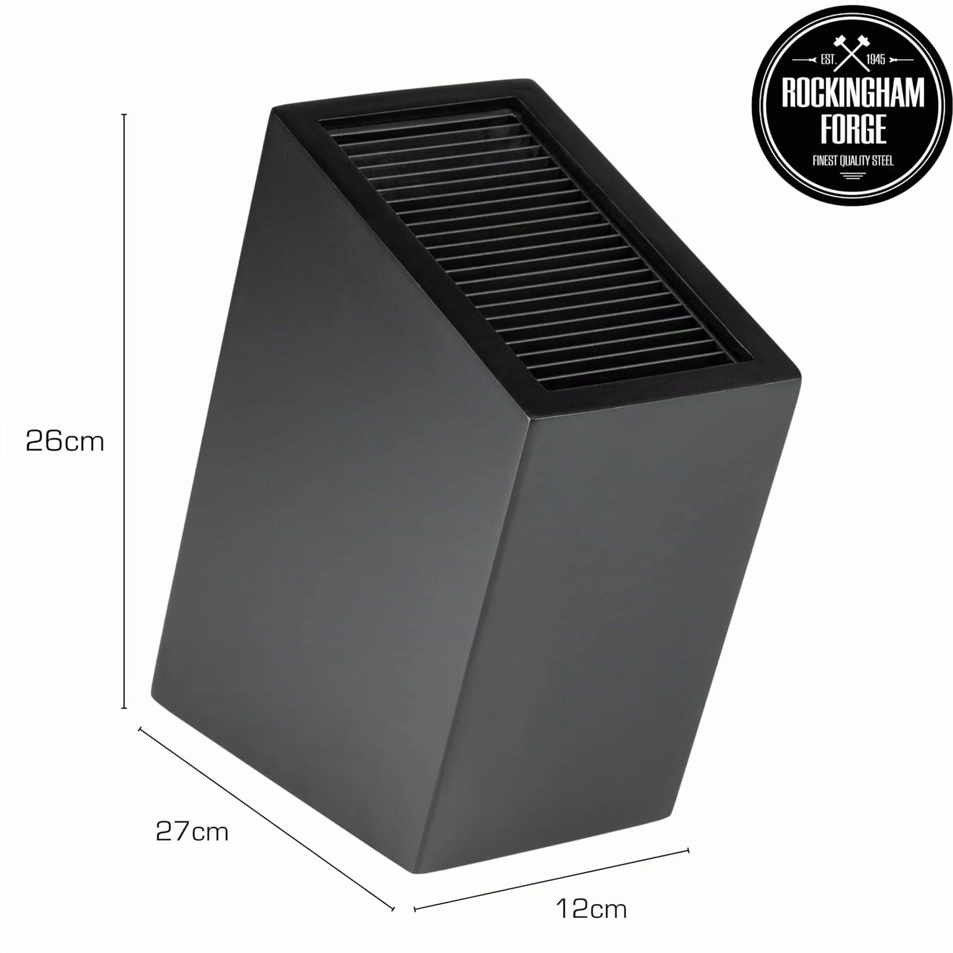 Rockingham Forge Bloc à Couteaux Vide Plastique Noir Mat Incliné 20 Couteaux