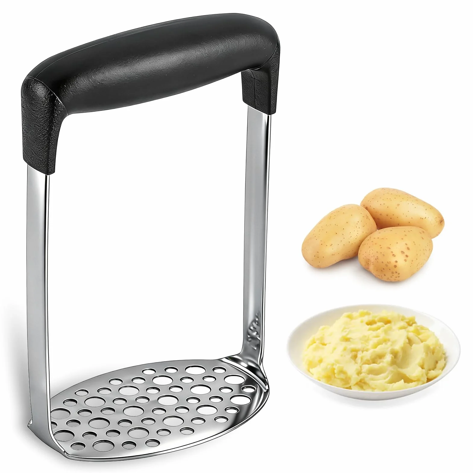 Presse Purée de Pommes de Terre Professionnel en Acier Inoxydable avec Poignée Masher Broyeur