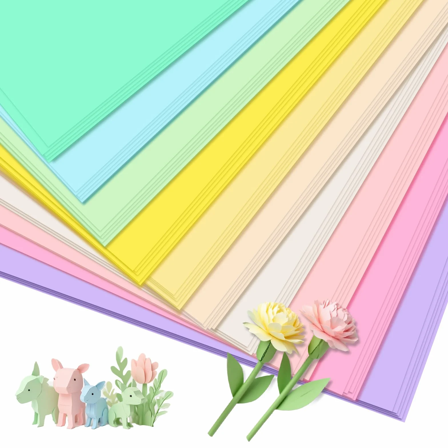 Papier Cartonné Pastel A4 50 Feuilles 10 Couleurs Douces pour Maison École Bricolage