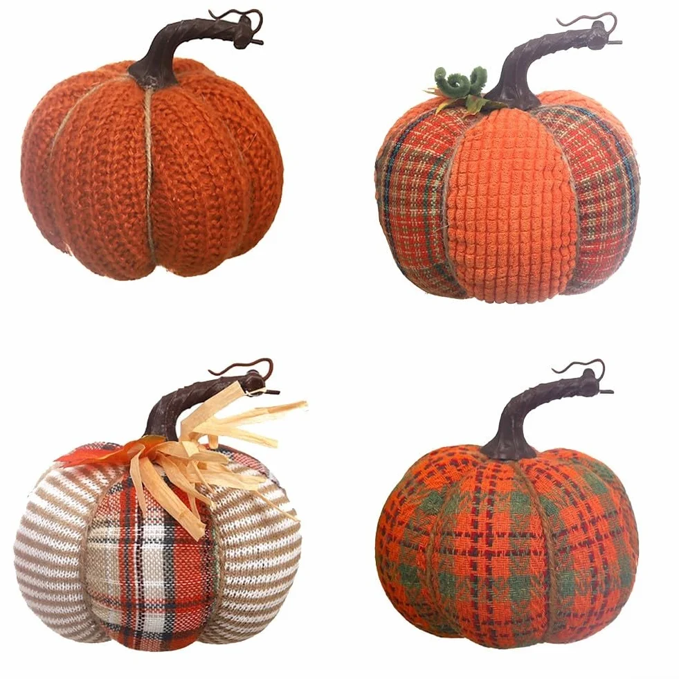 Citrouille Artificielle en Tissu, Coton PP, Décoration de Table Automne, Accessoire Photo