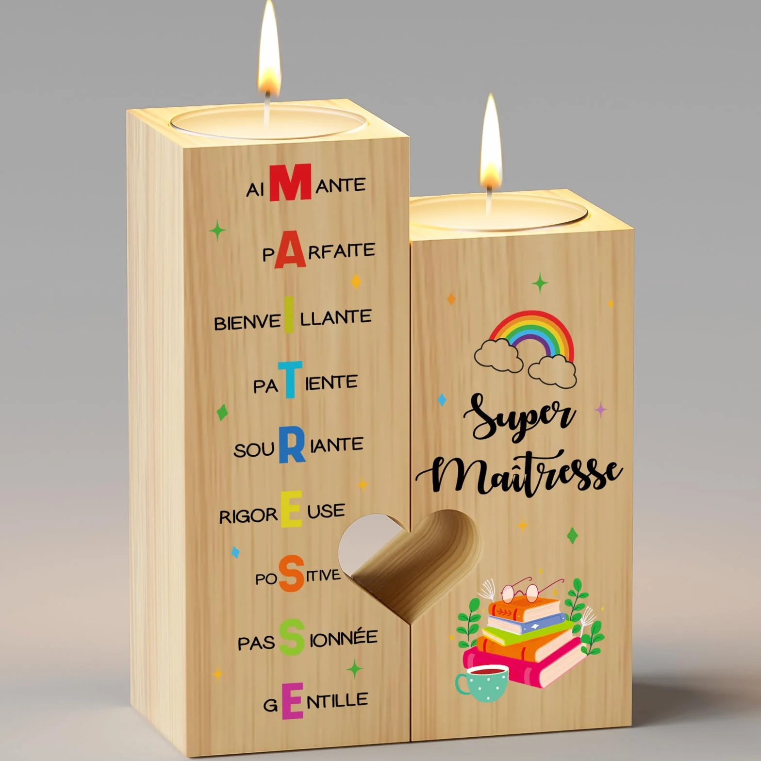 Candélabre Cadeau Maitresse d'école Fin d'année Merci Meilleur Cadeaux Femmes Professeur