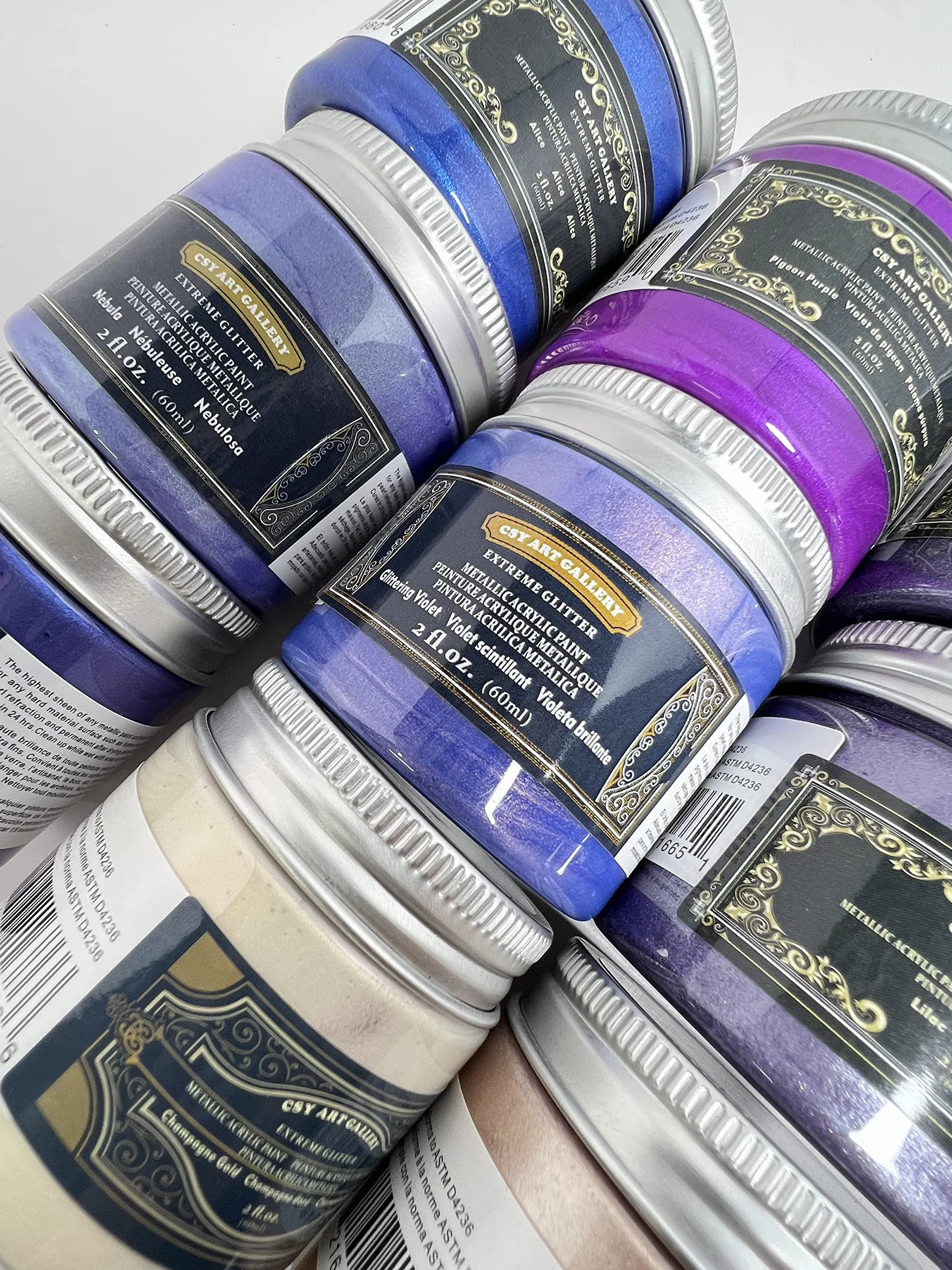 Peinture acrylique métallique nacrée Century Méditerranéen haute paillettes non toxique pour artistes