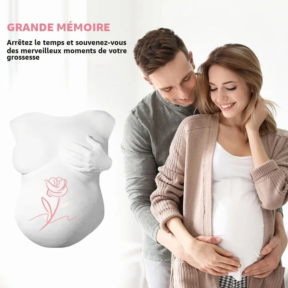 Kit Moulage Ventre Femme Enceinte, Bande de Plâtre avec Peintures et 2 Pinceaux, Sculpture pour Souvenirs de Grossesse