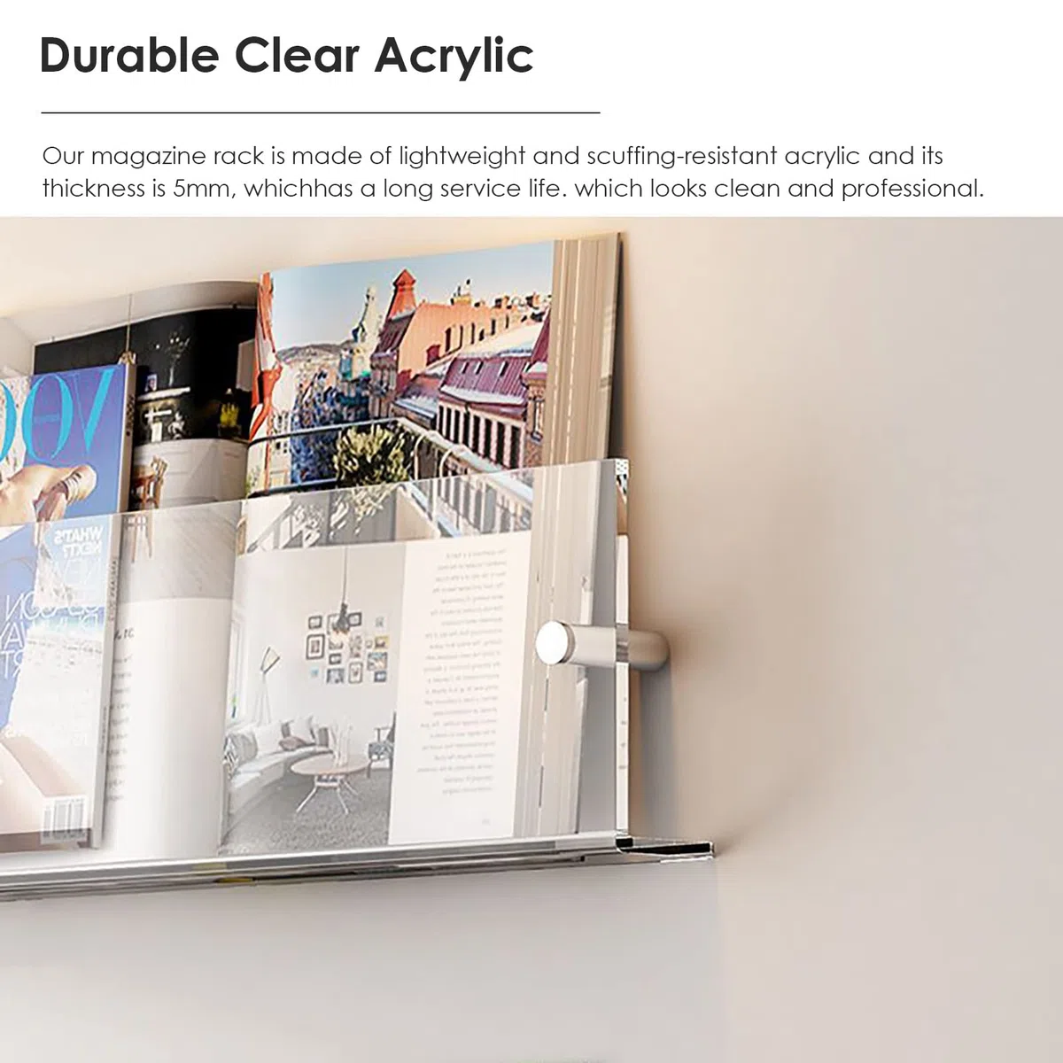Présentoir à brochures/dépliants en Acrylique, Porte-revues, présentoir à catalogues, présentoir à journaux, Organisateur pour événements et magasins, Orange - Longueur 100 cm/39,4 Pouces