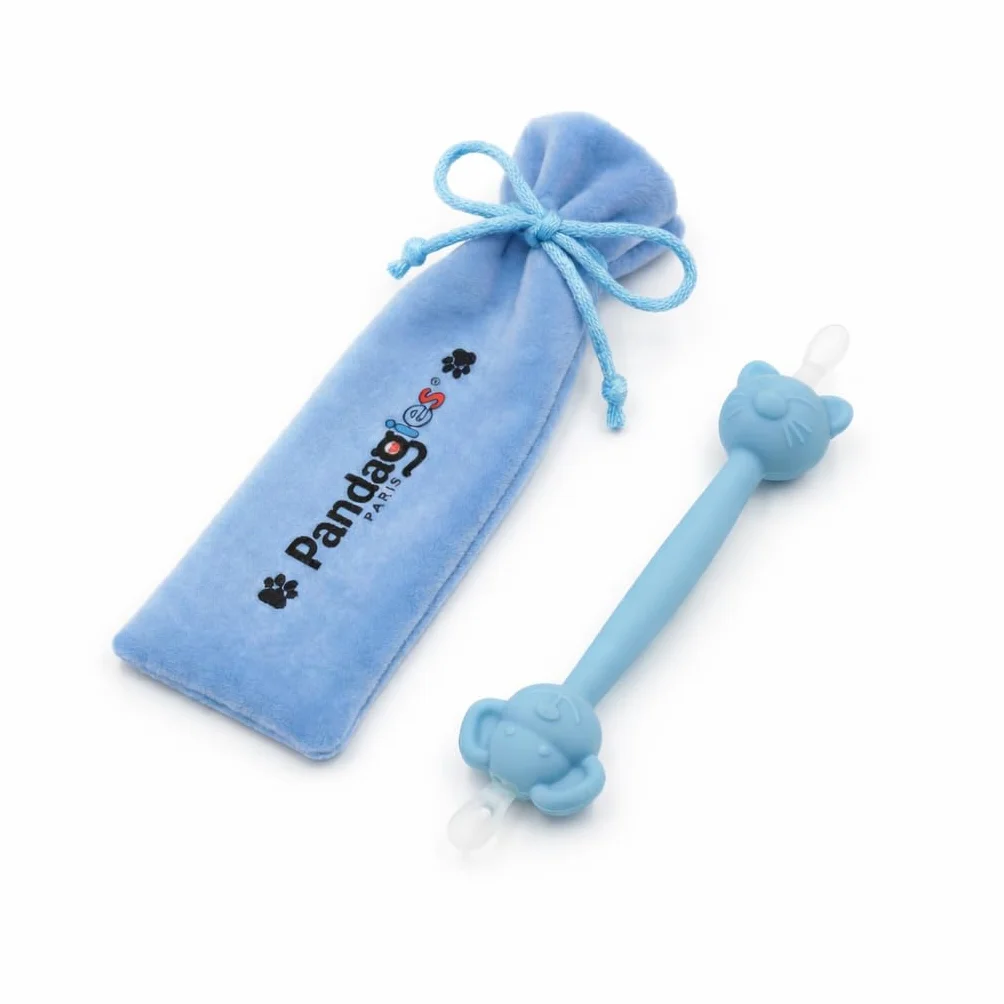 Cure Nez Bébé Sécurisé Nettoyeur Nasal Manuel Double Embout Boucle Anti-Insertion Hygiène Nasale Nourrisson Enfant Réutilisable Bleu