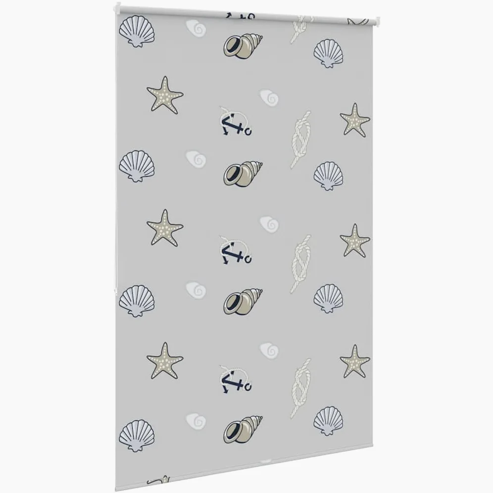 Store Enrouleur de Douche en PEVA 160x240 cm Largeur Tissu 156 cm avec Motif étoile de mer, Montage Plafond ou Mur, sécurité Enfants, Occultation et intimité pour Salle de Bain