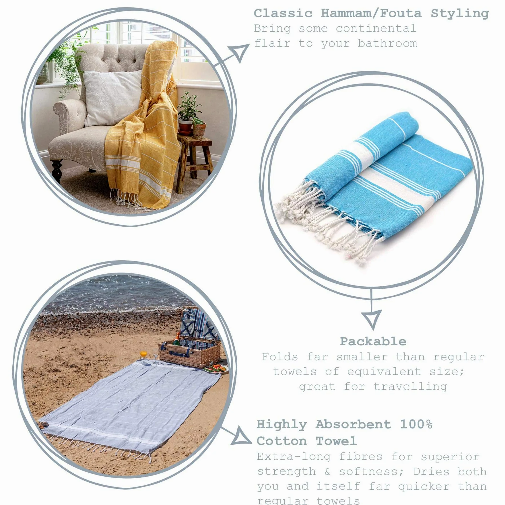 Nicola Spring Serviettes de Bain en Coton Turc - Légard Peshtemal Fouta de Plage légère - 173 x 92 cm - Cantaloup/Moutarde - Pack de 4