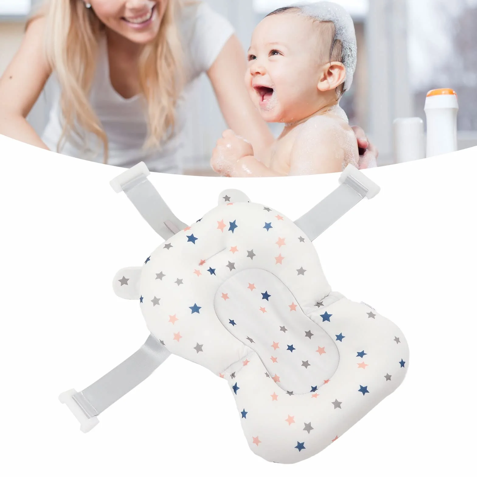 Siège de Bain pour bébé, Tapis de Bain, Coussin de Bain, Filet de Support, Oreiller Flottant nouveau-né