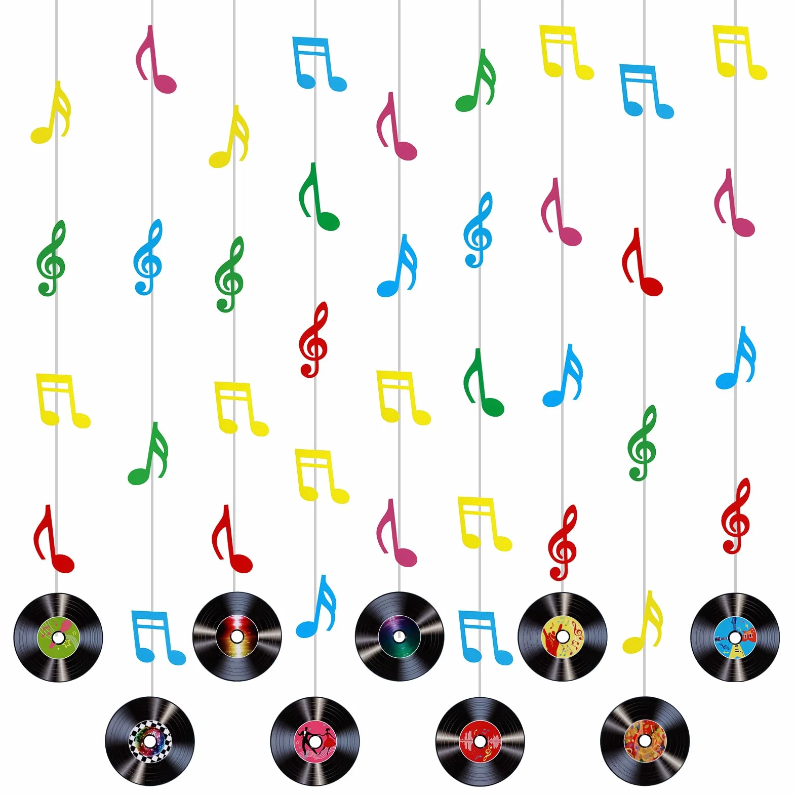 Lot de 9 décorations de disques vinyles Rock and Roll - Décoration murale vintage pour anniversaire années 50, 80, 90 - Fête prénatale, mariage, musique