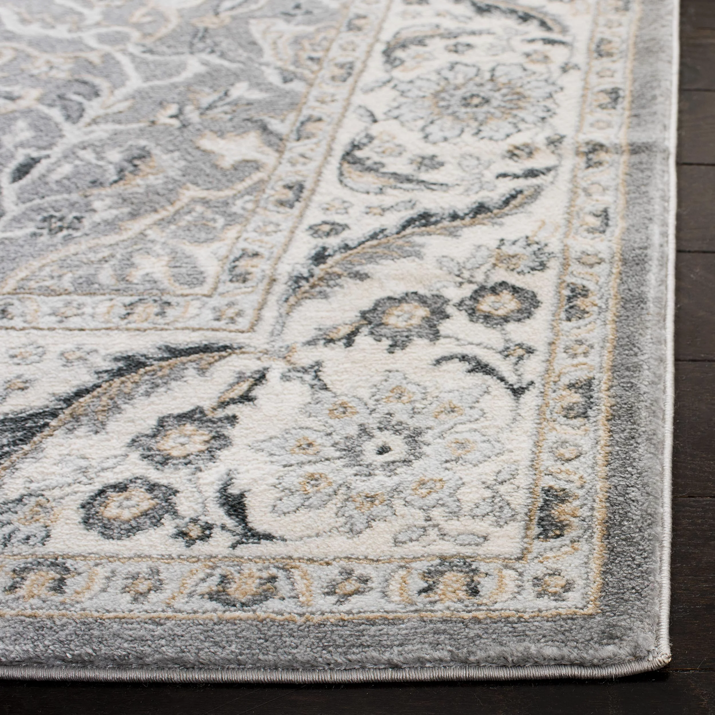SAFAVIEH Tapis Traditionnel pour Salon, Salle à Manger, Chambre à Coucher - Isabella Collection, Tapis à Poil Court, Gris et Gris foncé, 122 X 183 cm