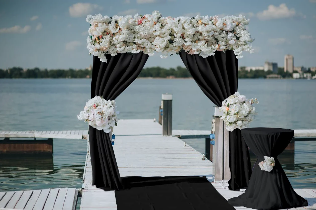 Joydeco Rideau de fond noir sans plis pour Halloween, mariage, fête d'anniversaire, fête à la maison, 1,5 x 2,4 m, 2 panneaux avec passe-tringle