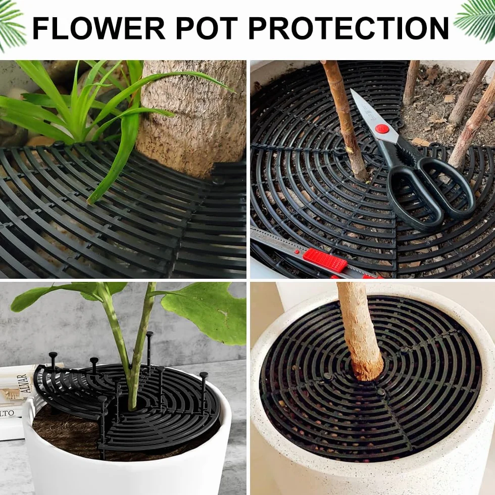 Grille Protection Plante Noir 30 cm Plastique Cache Pot Protège Pot de Fleur Chat