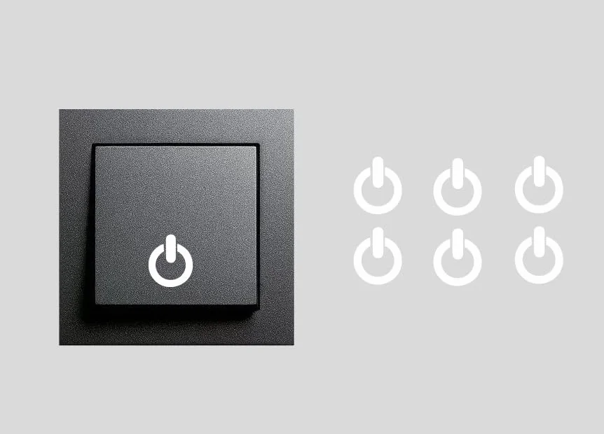 Autocollant symbole d'alimentation (RPM4/2) pour interrupteur blanc 10 mm