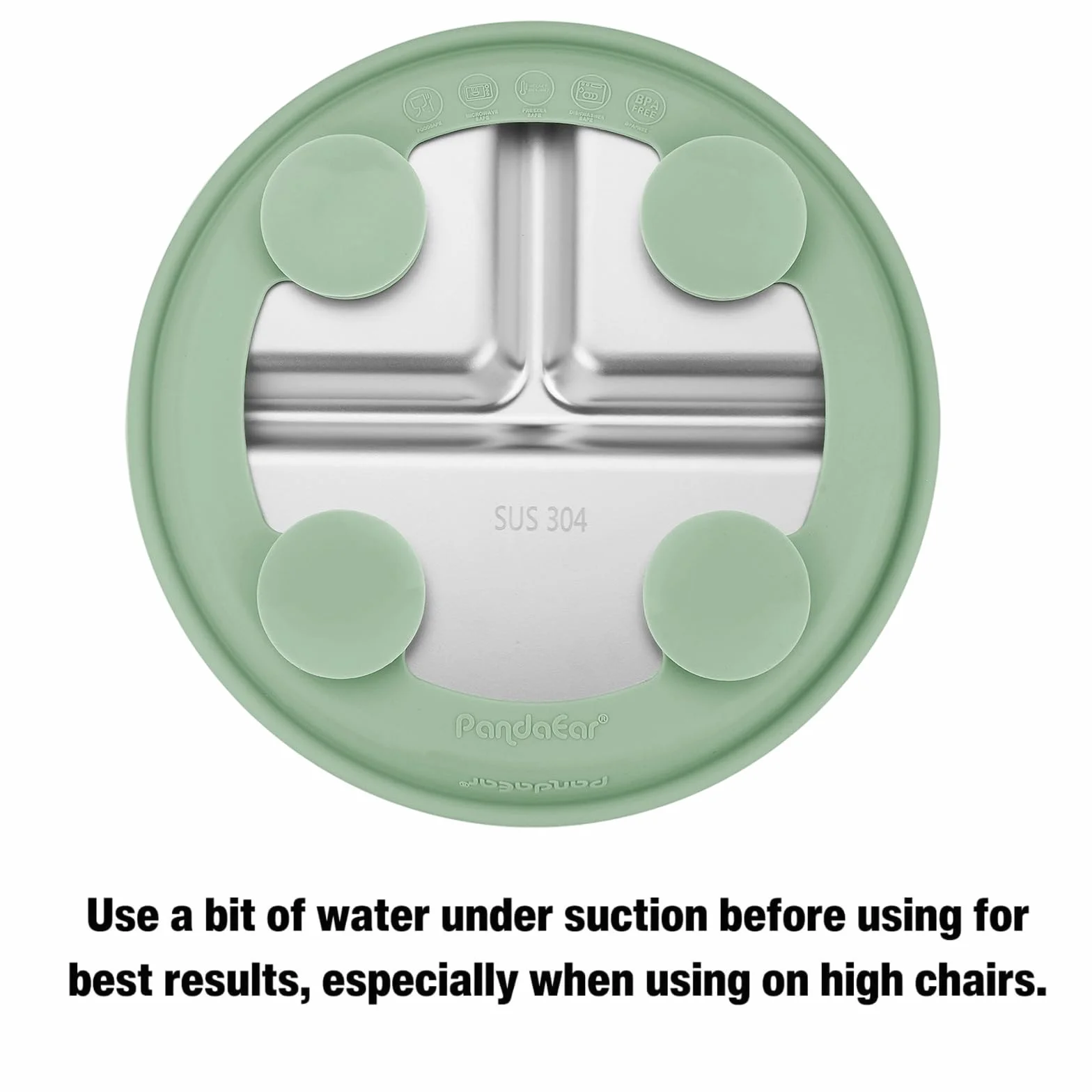 PandaEar Lot De 2 Assiettes Bébé En Acier Inoxydable Avec Ventouse Et 2 Cuillères, Set D’Alimentation Pour Bébé Et Tout-Petit, Assiettes Compartimentées Pour La DME, Sans BPA (Bleu/Vert)