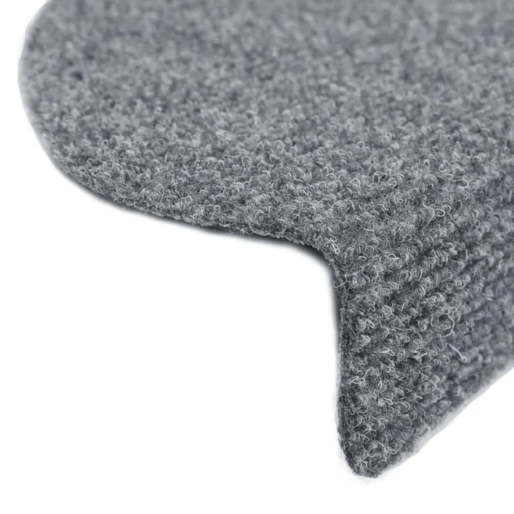 Lot de 5 tapis d'escalier autocollants - 65 x 21 x 4 cm - Gris clair - Semi-circulaires - En polypropylène - Antidérapant - Avec bandes adhésives - Protection d'escalier pour escalier en bois
