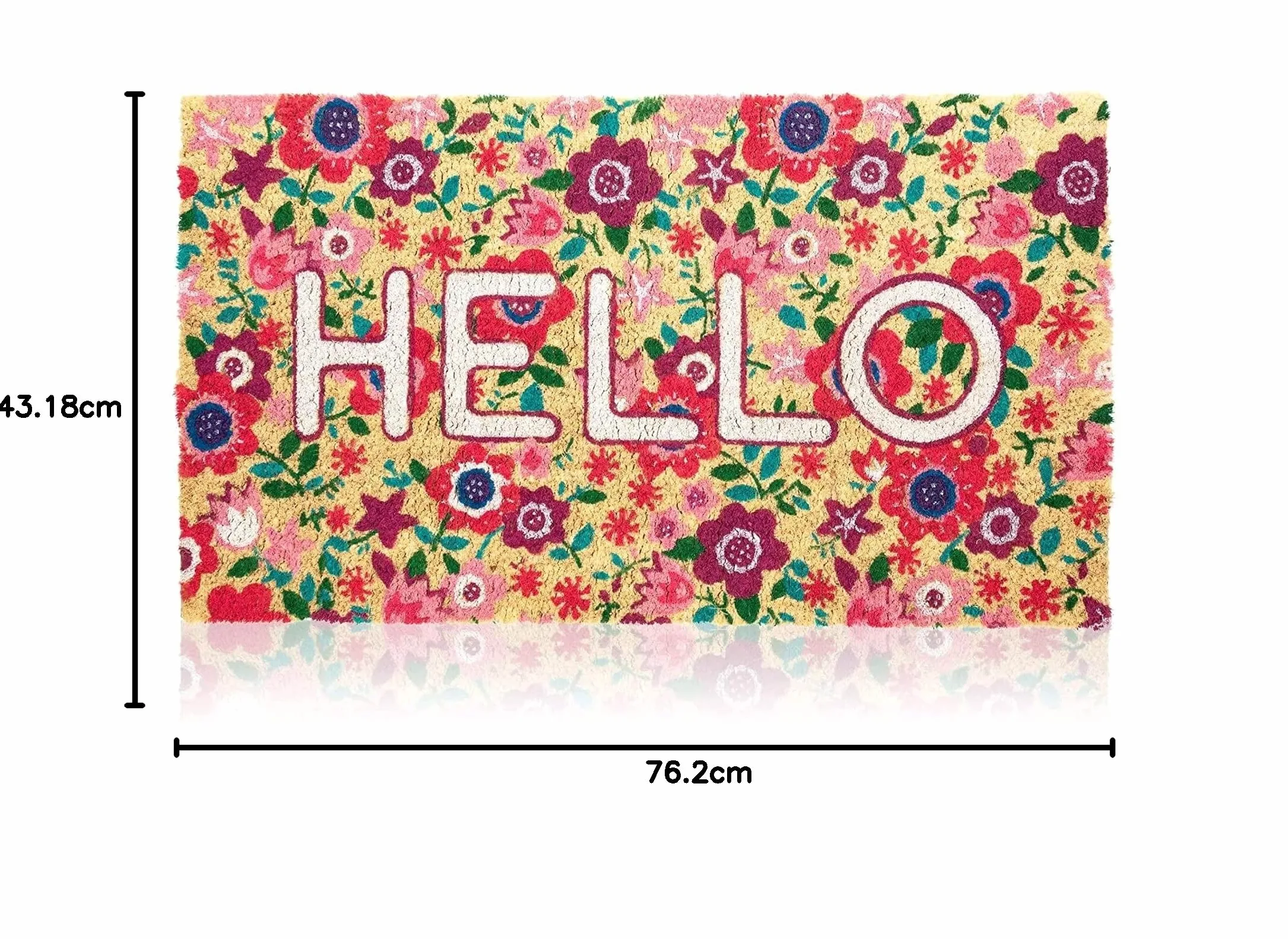 Juvale Paillasson en fibre de coco avec fleurs Motif floral Hello 76,2 x 43,2 cm