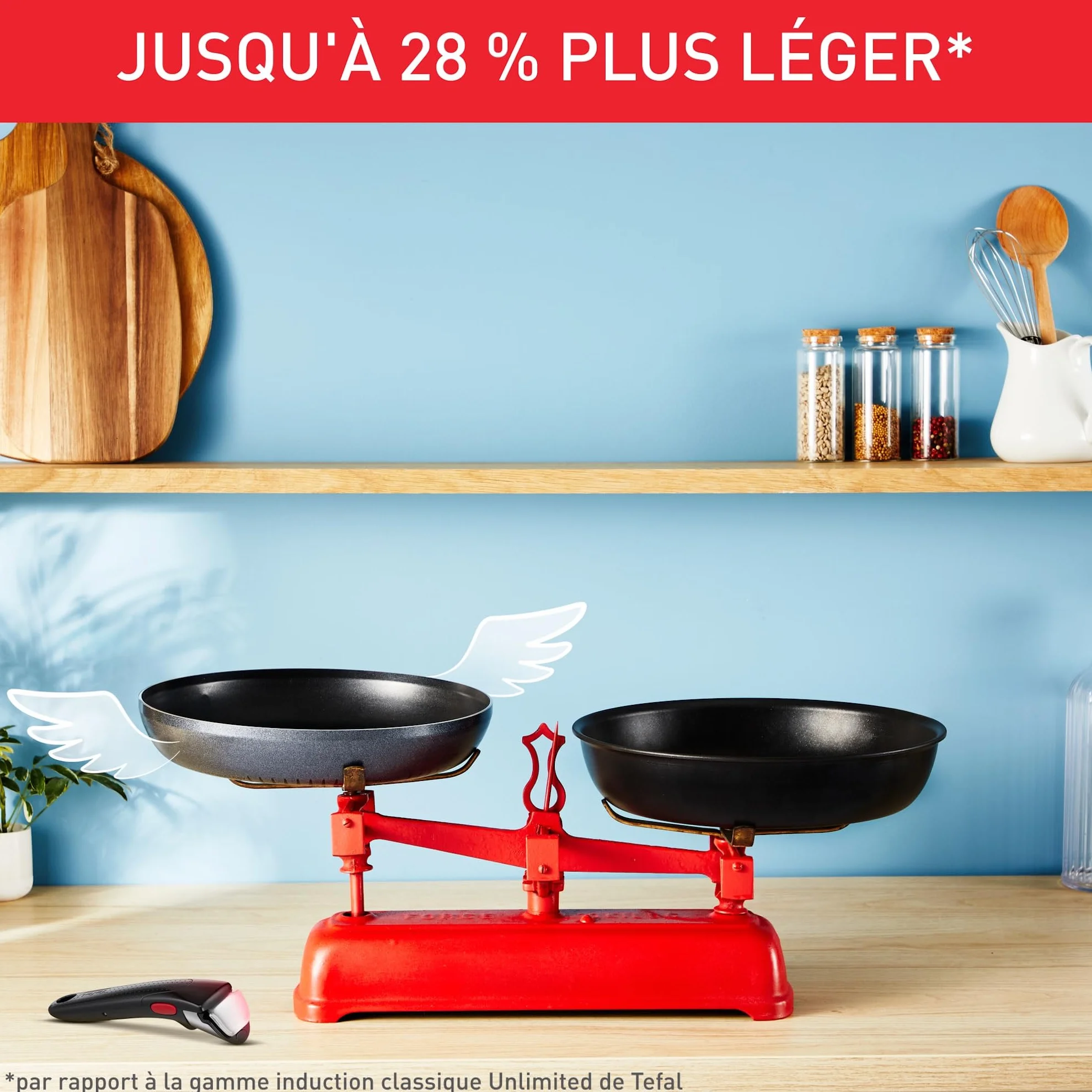 Tefal Ingenio Enjoy Lot 3 pièces Poêles légères Technologie Light Tech Poignée amovible Revêtement Titane antiadhésif