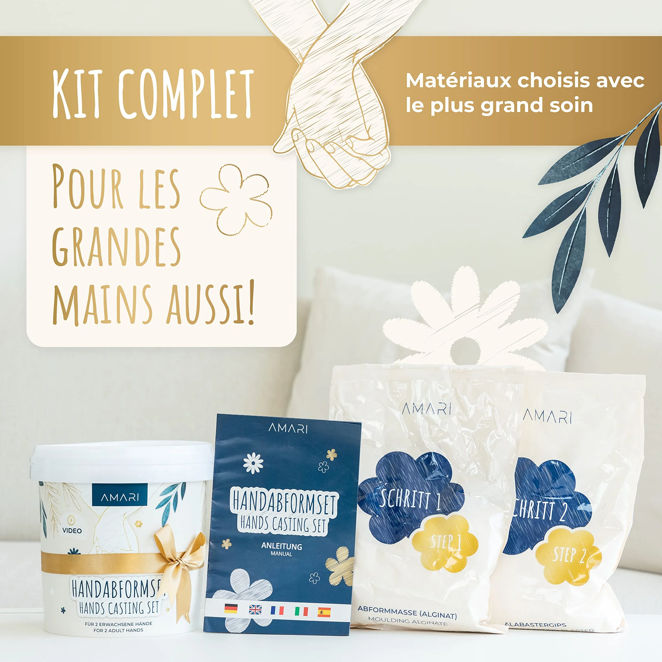 Amari 3D Kits de Moulage et d'Empreintes – Kit de Moulage Main pour Couples et Familles