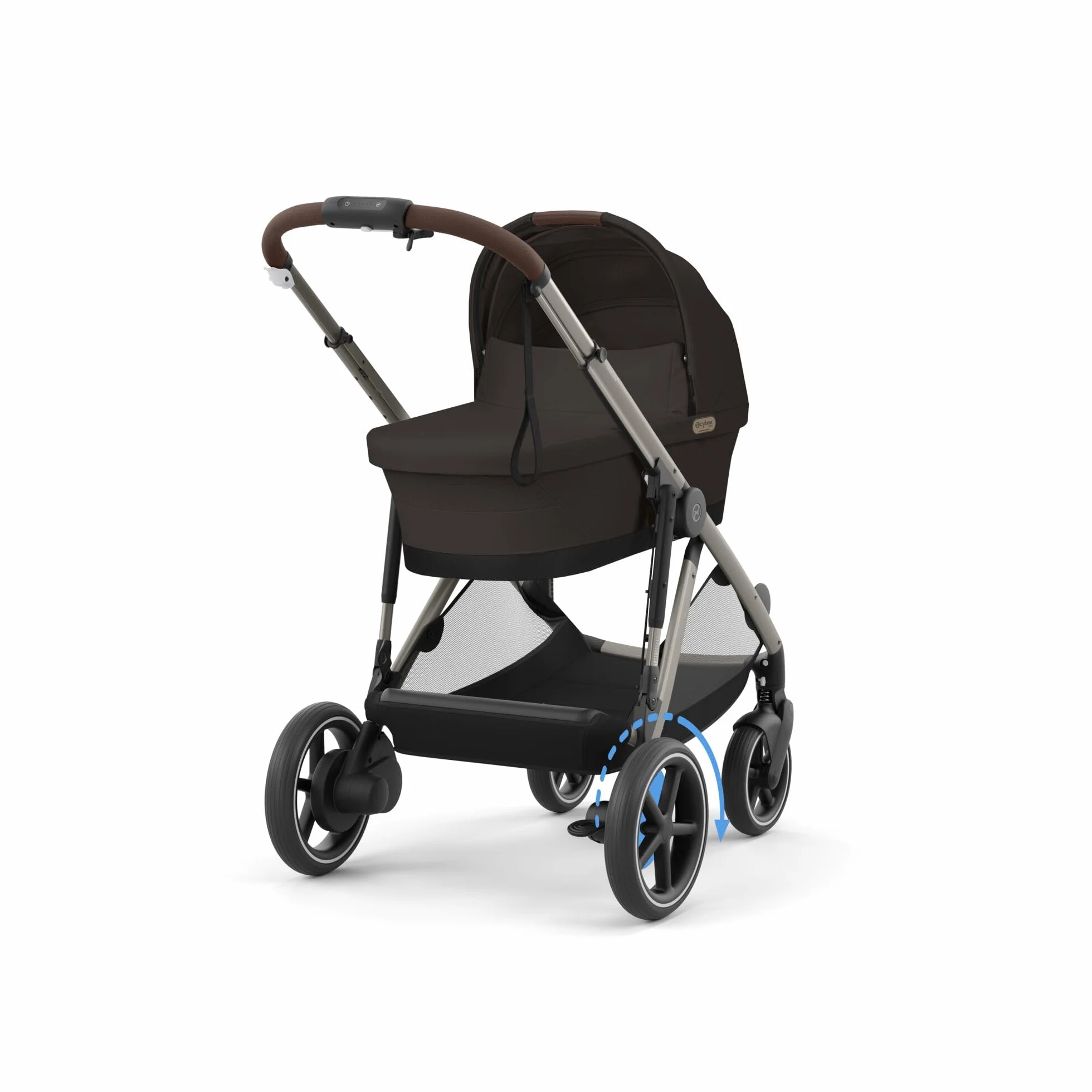 CYBEX Poussette Gold e-GAZELLE S, de la naissance à 4 ans, max 22 kg, système tout-en-1 avec propulsion électrique, brun chocolat