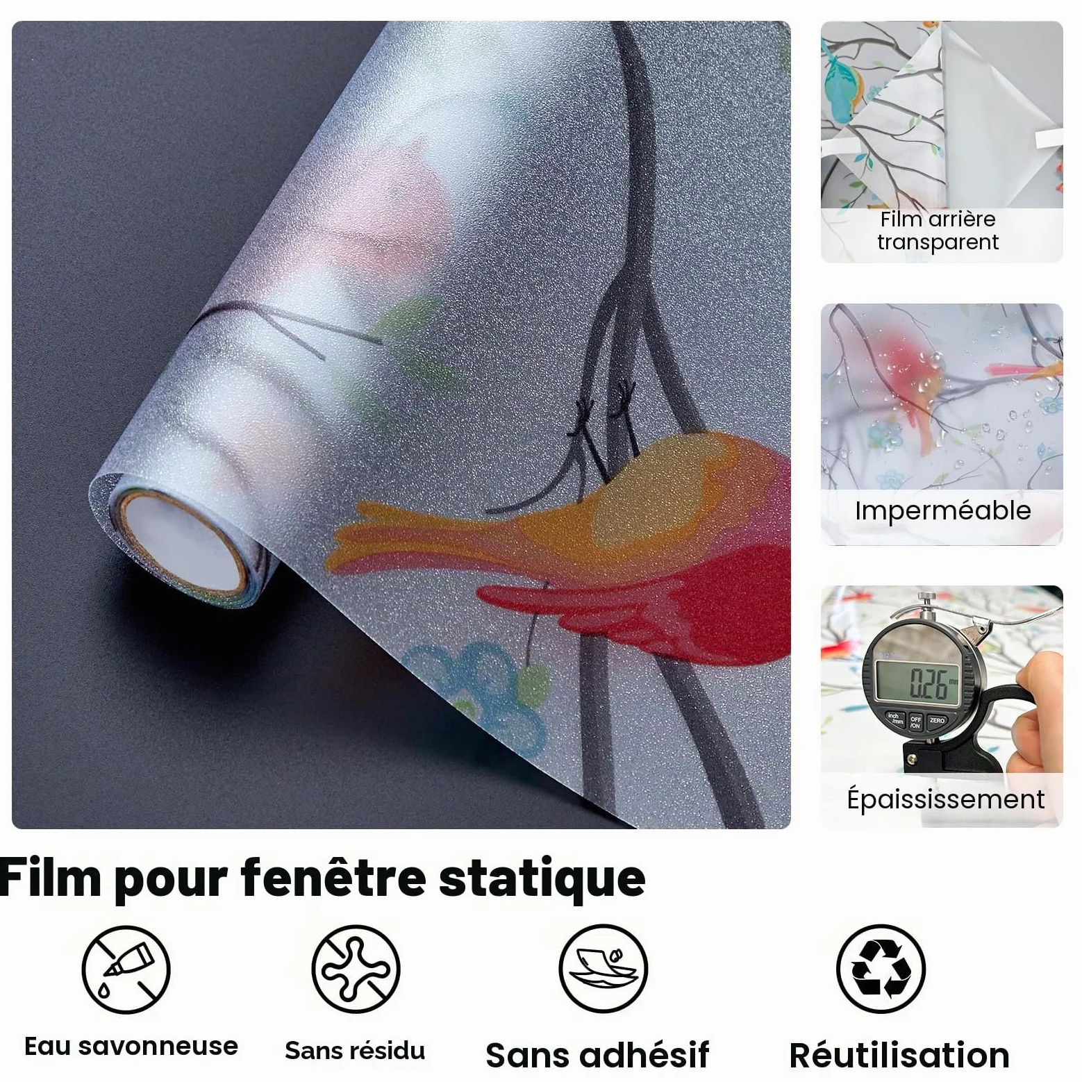 Lifetree Film pour Fenêtre sans AdhéSif - Anti Regard, Vitrail Autocollant Décoratif Opaque, Anti-UV, pour Fenêtres et Portes 115 x 200 cm