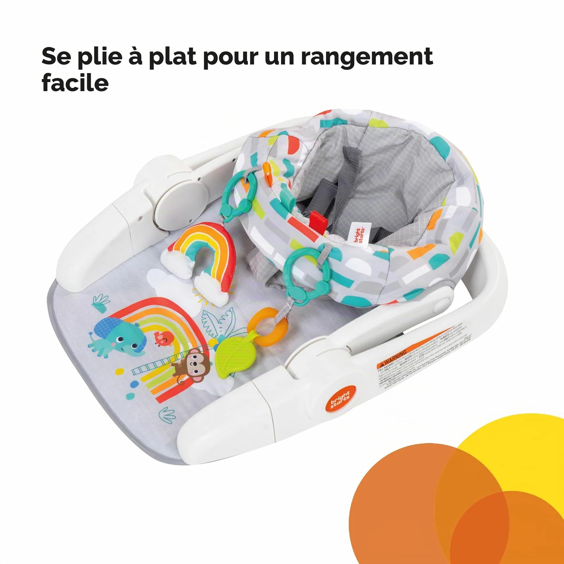 Bright Starts Siège transat Learn to sit 2 positions avec jouets, Unisexe, enfants de 4 à 12 mois, Playful Paradise