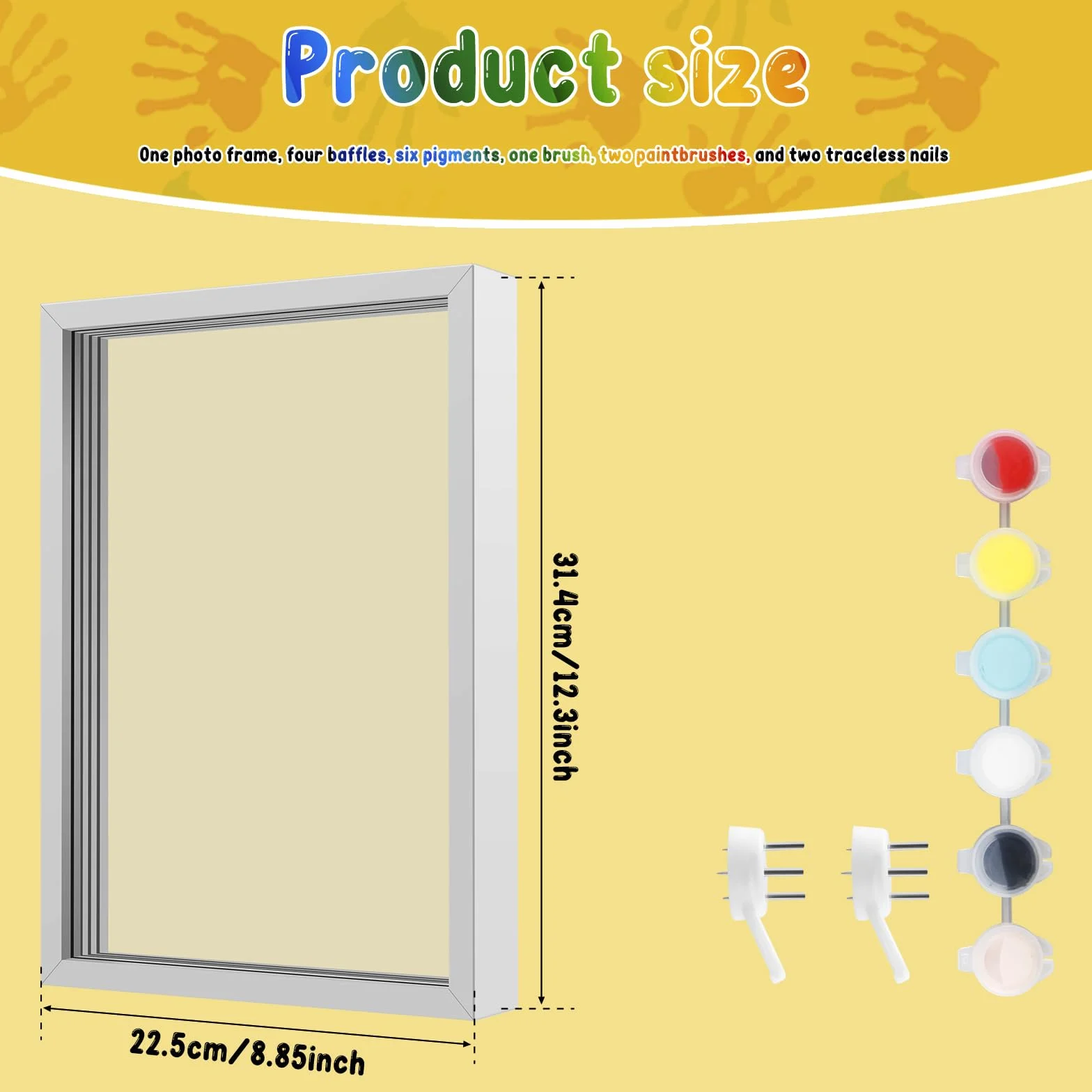 Kit Empreintes de Mains Familiales avec 4 Plaques en Plexiglas et 6 Couleurs de Peinture