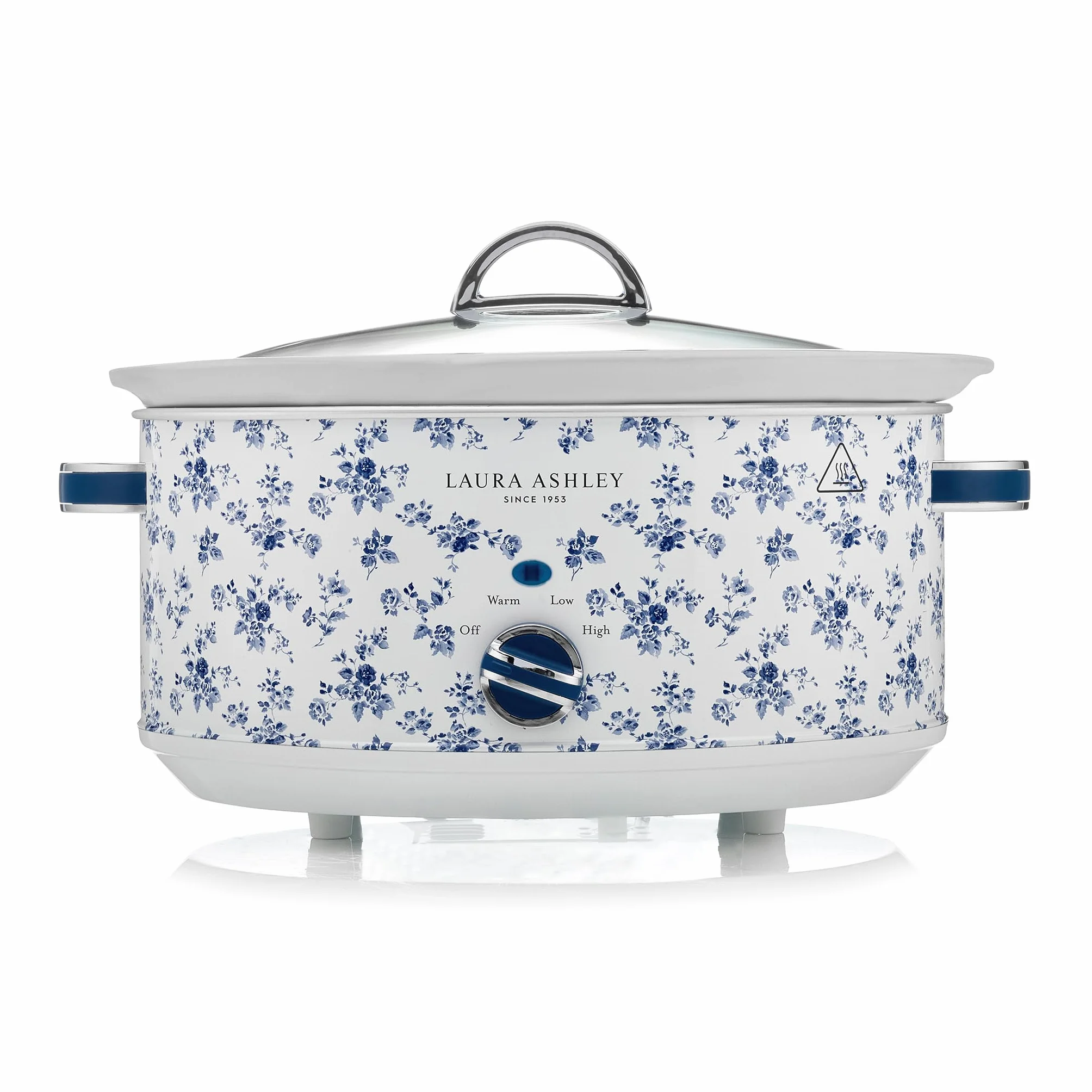 Laura Ashley Mijoteuse Electrique 6,5 Litres Imprimé China Rose VQ Slow Cooker 8-10 Personnes 3 Réglages Température Couvercle Verre Trempé