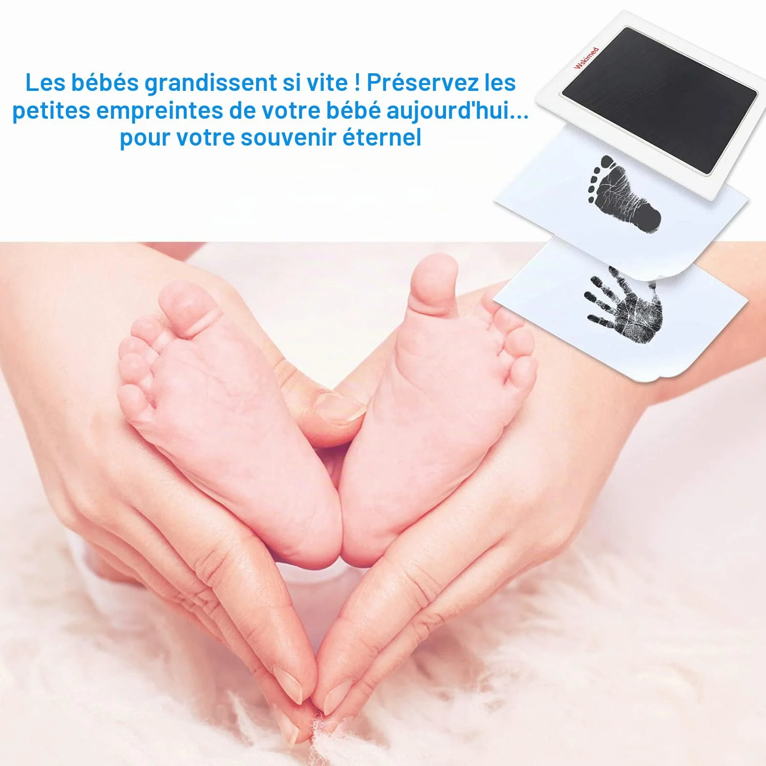 Kit Empreinte Bébé Pieds et Mains, Encre Sûre Inoffensive, Cadeau Souvenir Nouveau-né