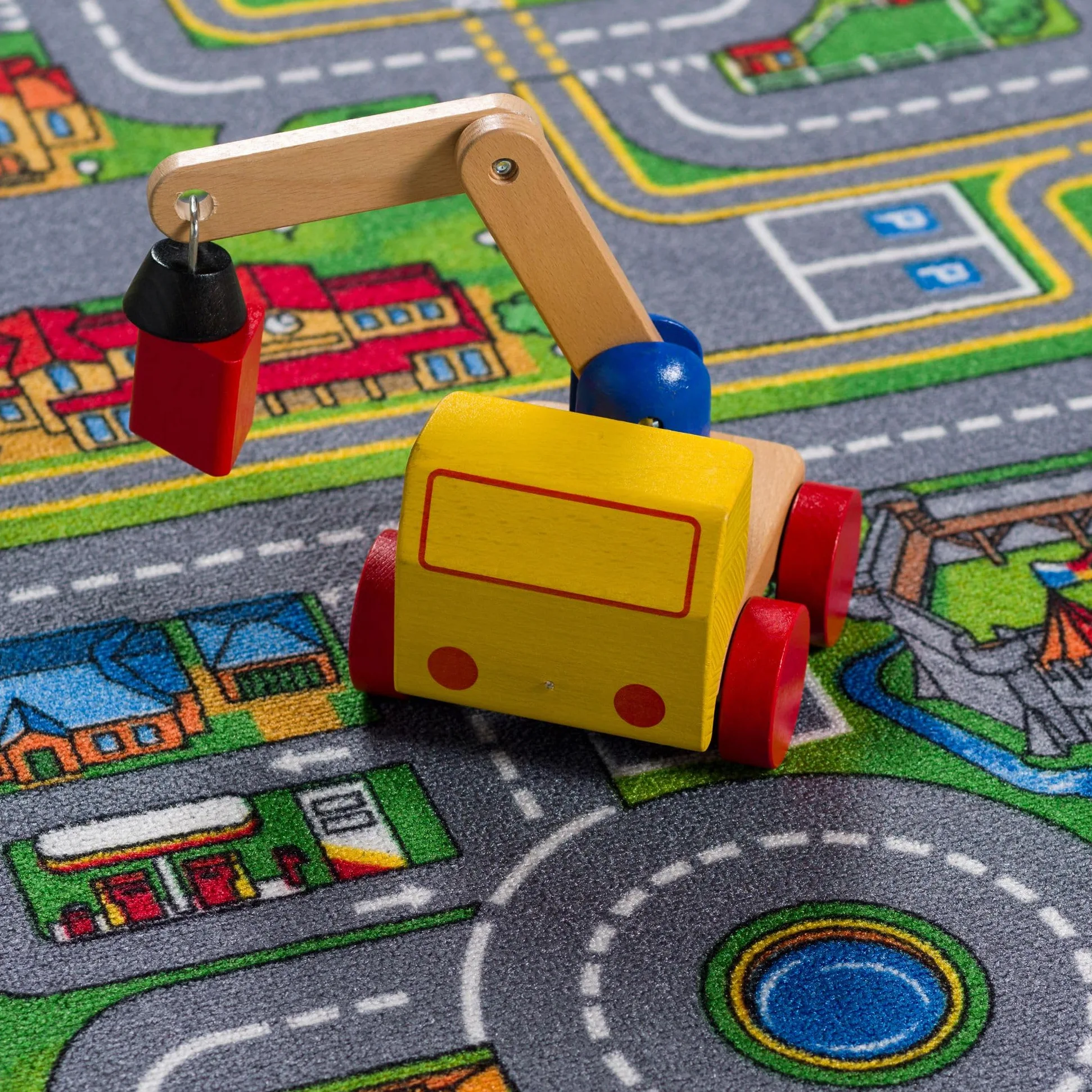 Snapstyle Tapis Enfant Route Adventure Land Multicolore – Tapis de Jeu Ville pour Chambre Enfant, Facile d’Entretien