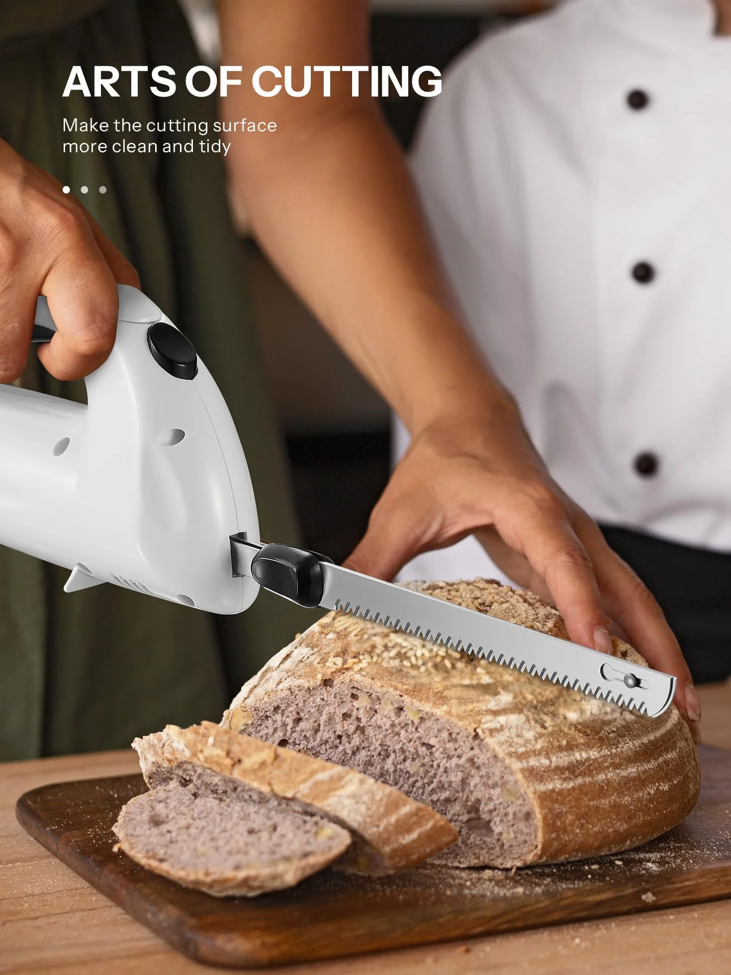 Reemix Couteau électrique à viande 2 lames, 1 fourchette, bleu