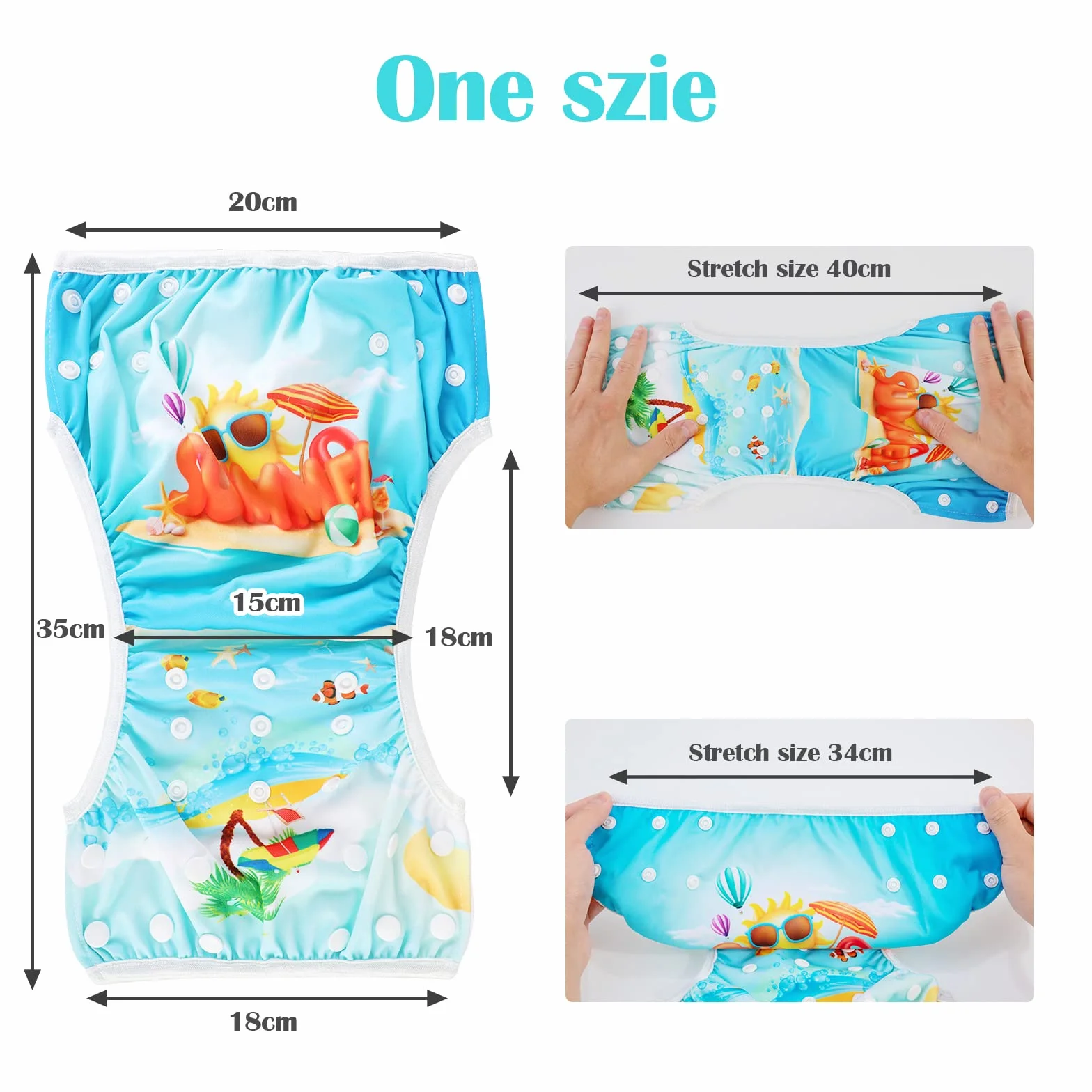 PHOGARY Couche de natation bébé 0-3 ans 2 PCS Maillot de bain réutilisable 3-15kg Plage Baleine