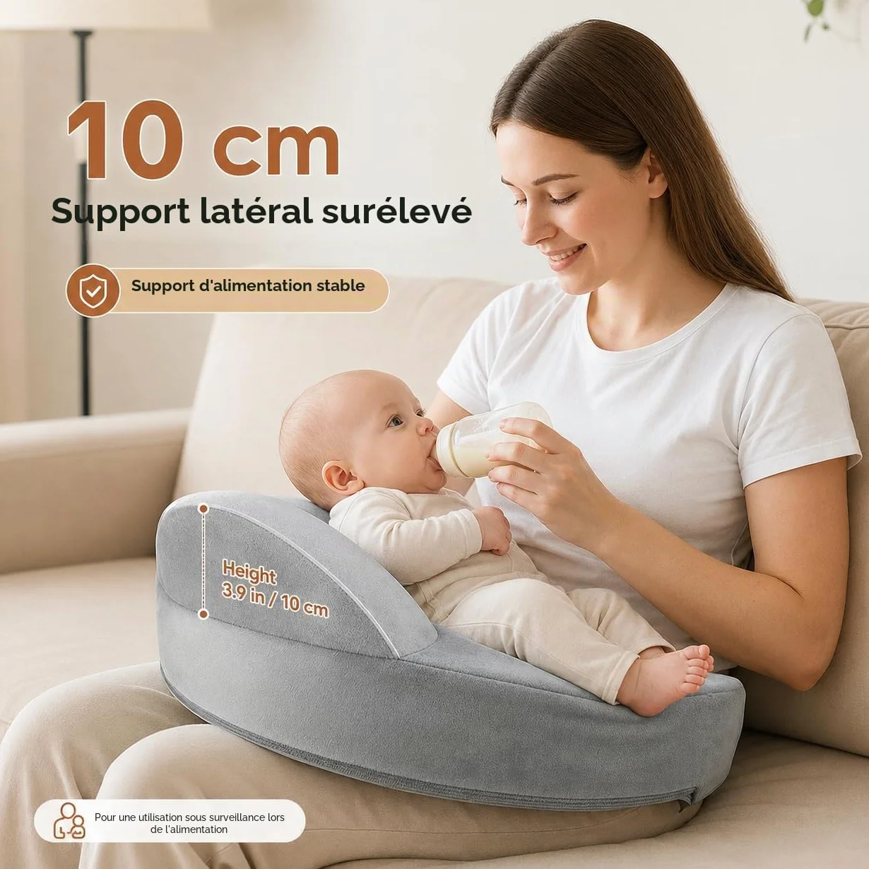 Coussin d'allaitement en mousse à mémoire de forme grande taille pour confort et soutien ergonomiques
