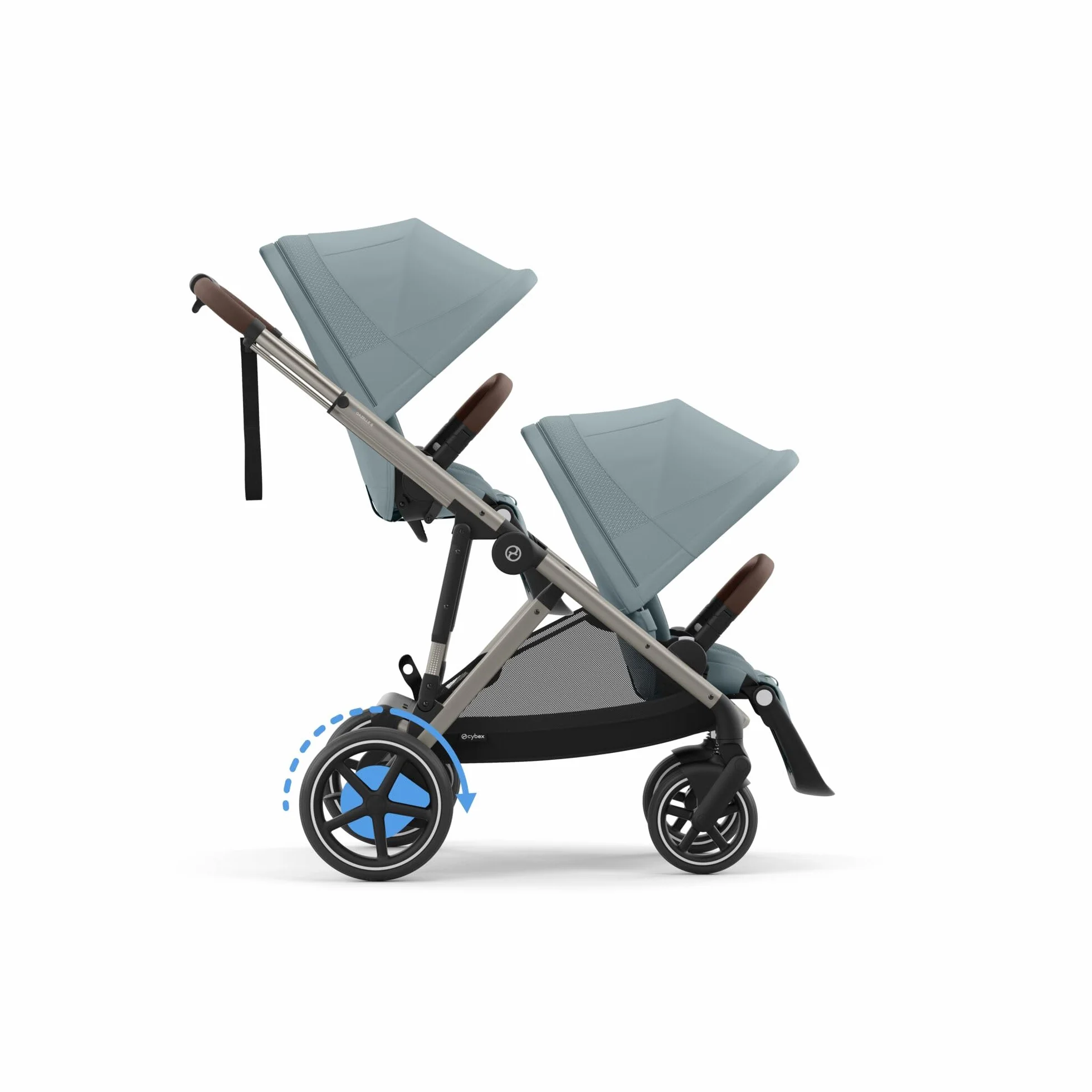 CYBEX Poussette Gold e-GAZELLE S, de la naissance à 4 ans, max. 22 kg, système tout-en-1 avec propulsion électrique, Bleu orageux