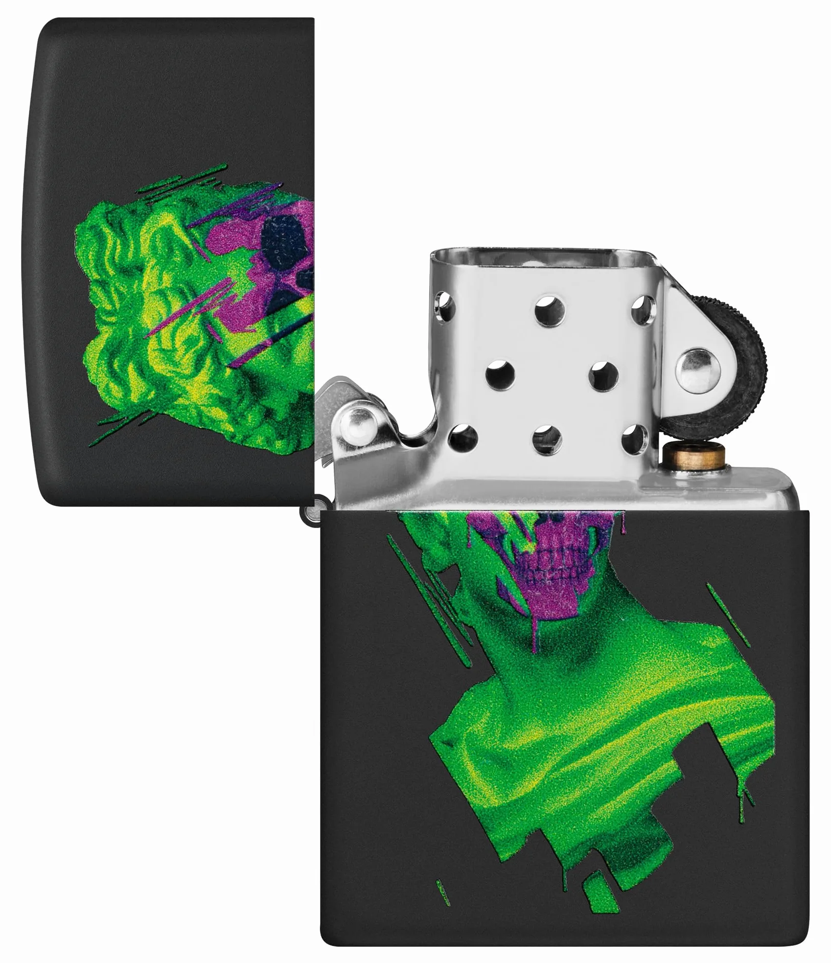 Zippo Briquet Tempête - Skull Hellenism - Noir Mat - Effet Lumière Noire - Rechargeable - Réutilisable - Design Coupe-Vent - Coffret Cadeau - Fabriqué aux États-Unis