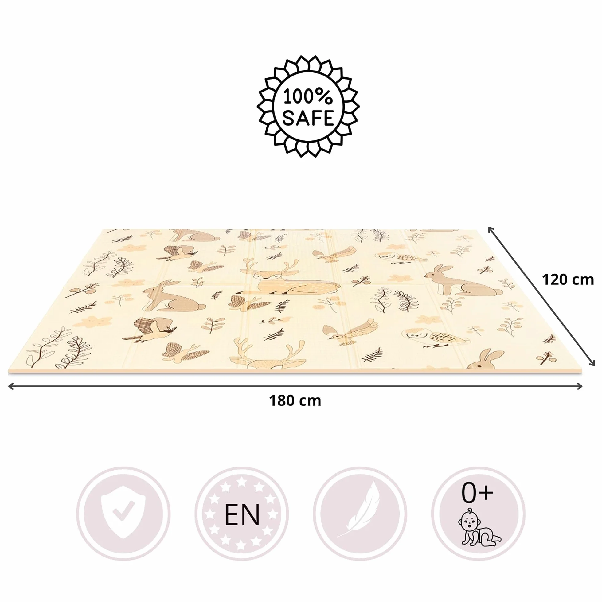 Mamabrum Tapis en mousse pour bébé 180 x 120 x 1 cm, pliable double face, mousse XPE, forêt magique/rues d'automne