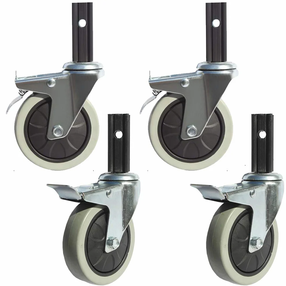 Roulettes pivotantes en caoutchouc 4 pouces pour meuble, tige pivotante 23x65 mm, lot