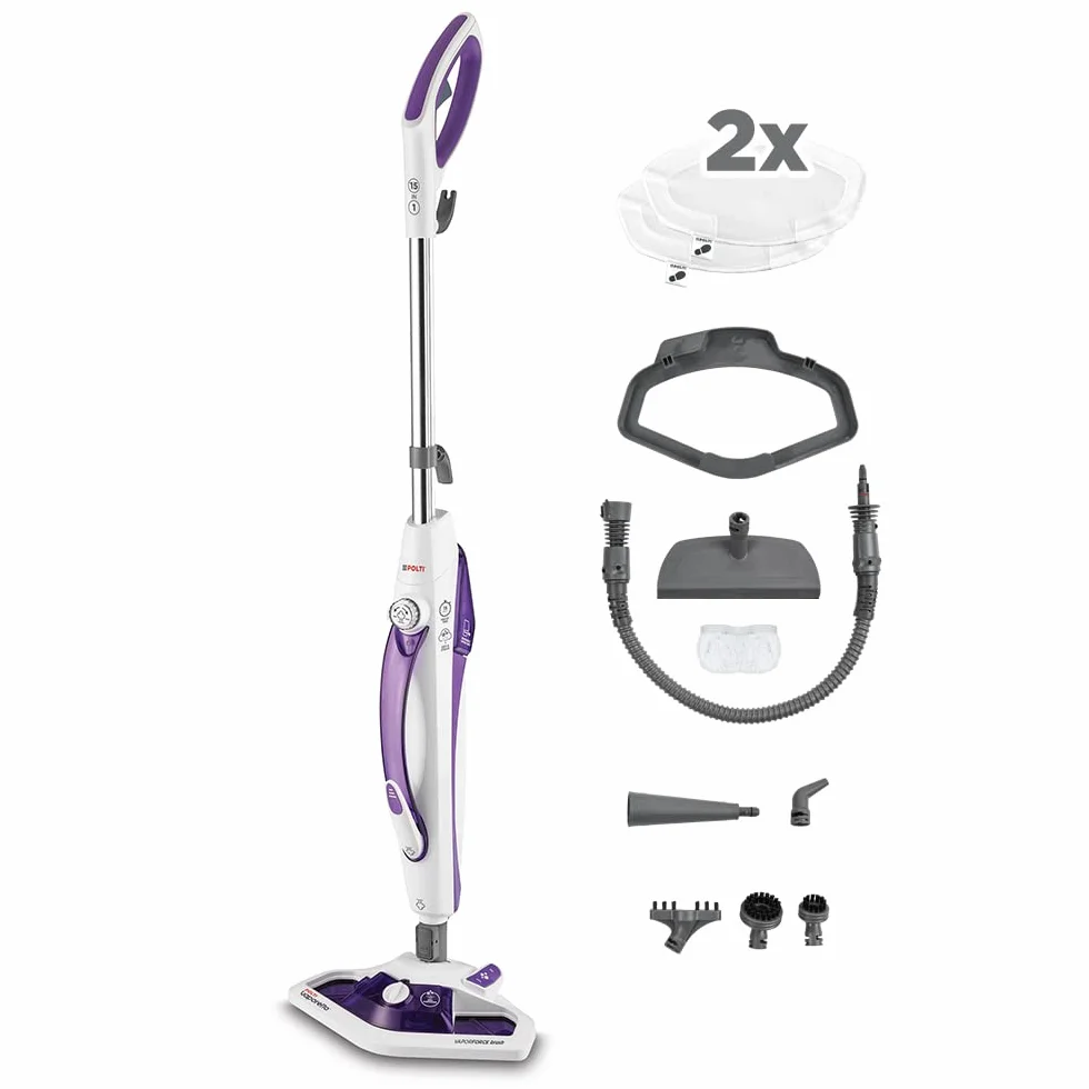 Polti Vaporetto SV440 Double Nettoyeur Vapeur 2-en-1 Balai Main 11 Accessoires Blanc Violet