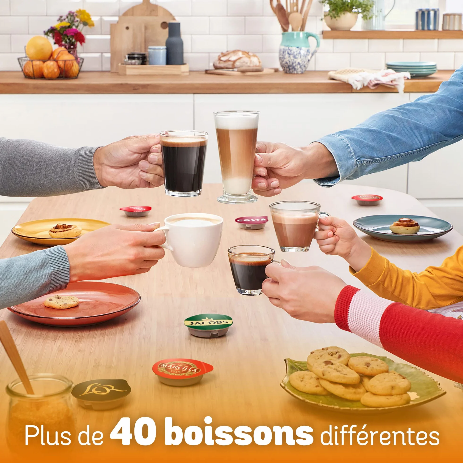 Bosh Machine à Café Tassimo Style, TAS1102, plus de 40 boissons chaudes, OneTouch, cafetière à dosettes, format compact, Intellibrew, noir