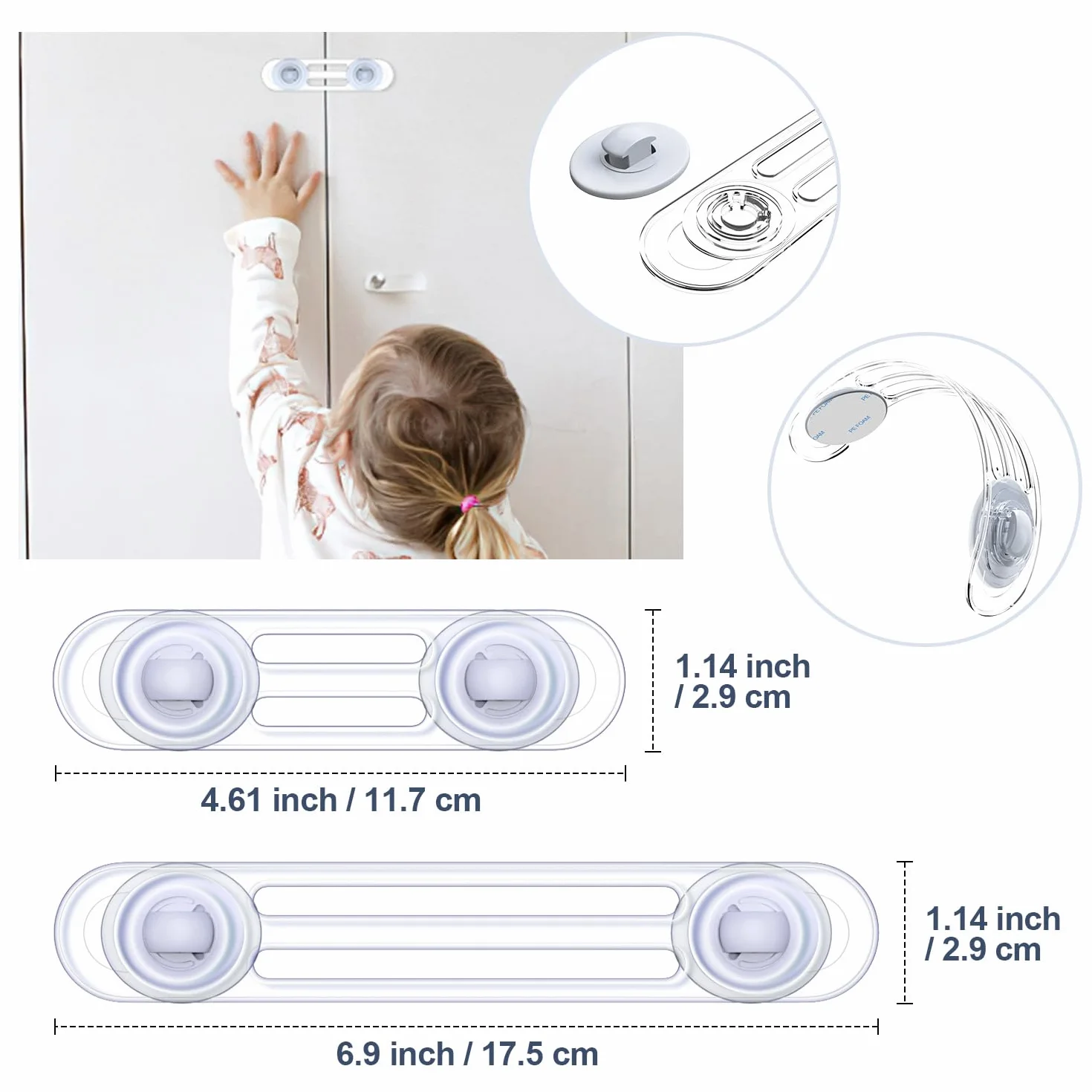 Kimsky Sécurité Bébé Porte 12 Pièces Bloque Porte Fenêtre Sans perçage Transparent