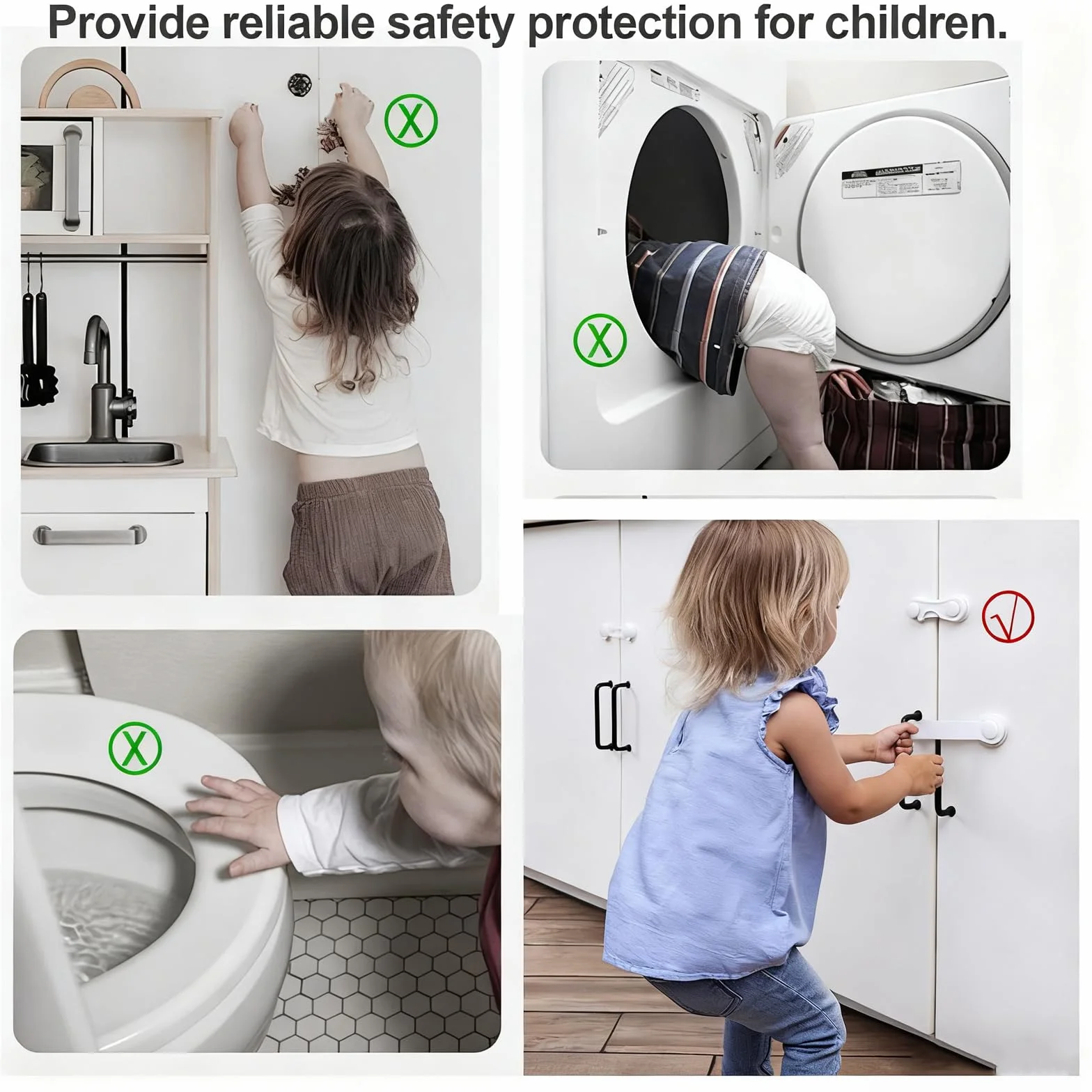 Gloryit Bloque Porte Bébé 12 Pièces Sécurité Enfant Armoire Blanche