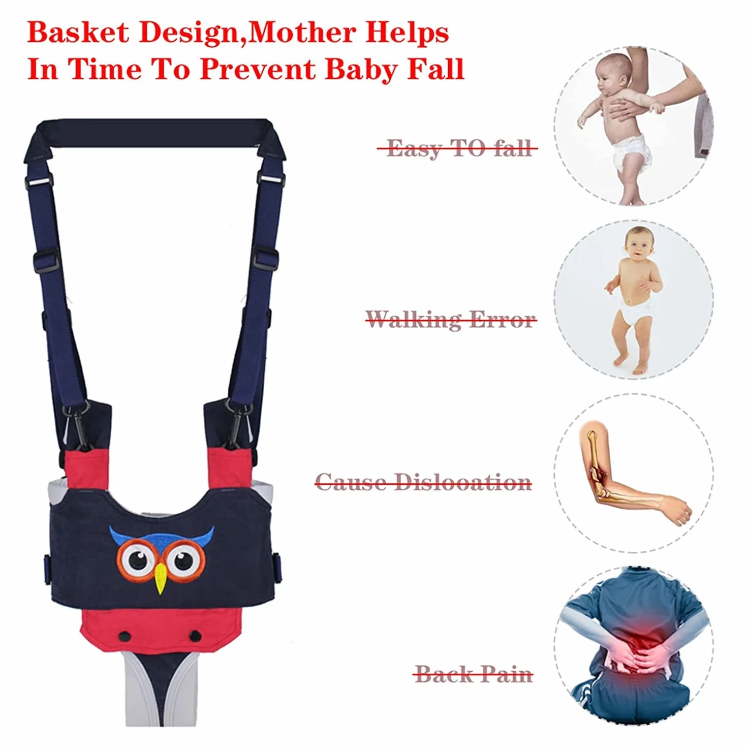 Harnais de Marche pour Bébé avec Poignée Réglable, Ceinture de Sécurité pour Apprentissage Enfant (Bleu)